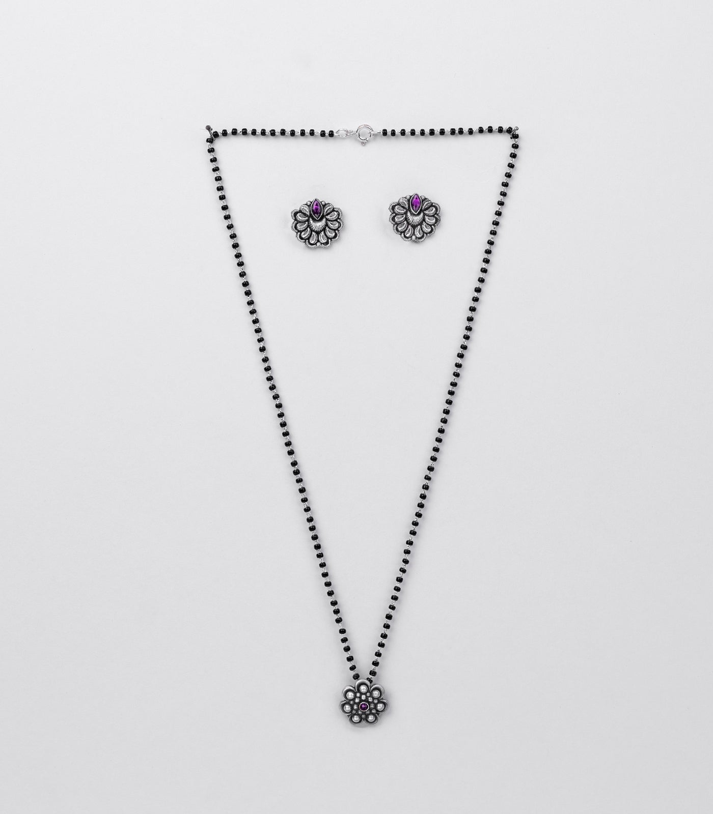 Voilet Stones Mangalsutra Set (Silver)