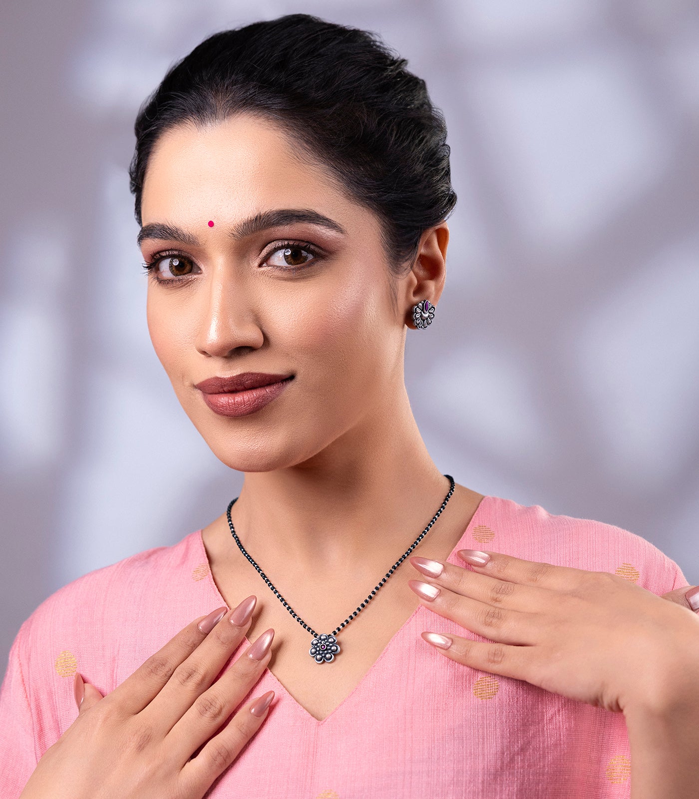 Voilet Stones Mangalsutra Set (Silver)
