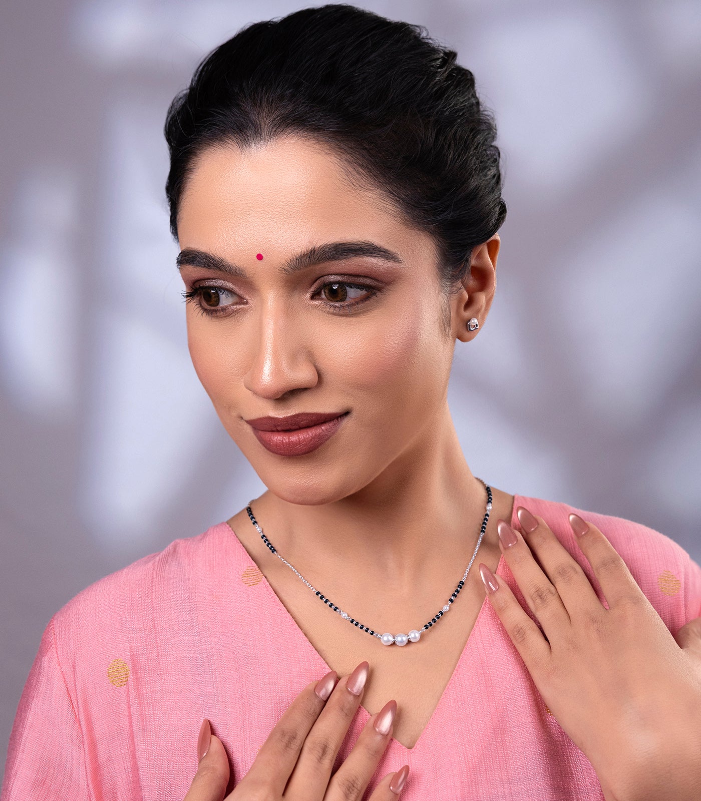 Pearl Shine Mangalsutra Set (Silver)