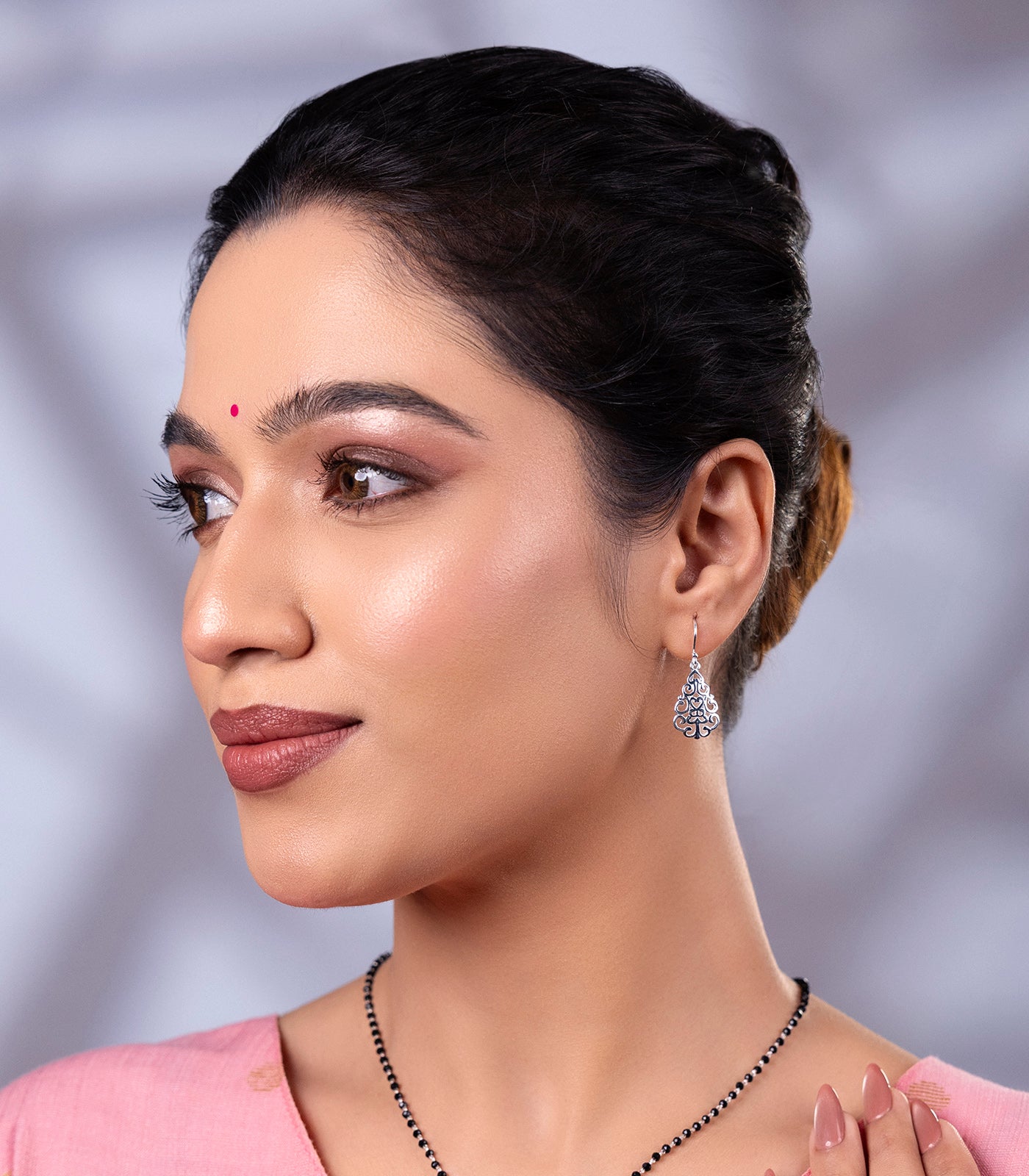 Radiant Orbs Antique Mangalsutra Set (Silver)
