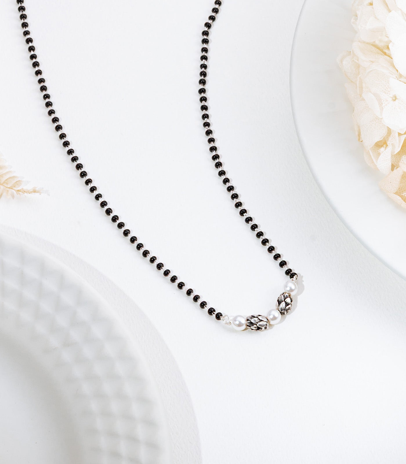 Triple Pearl Silver Mangalsutra