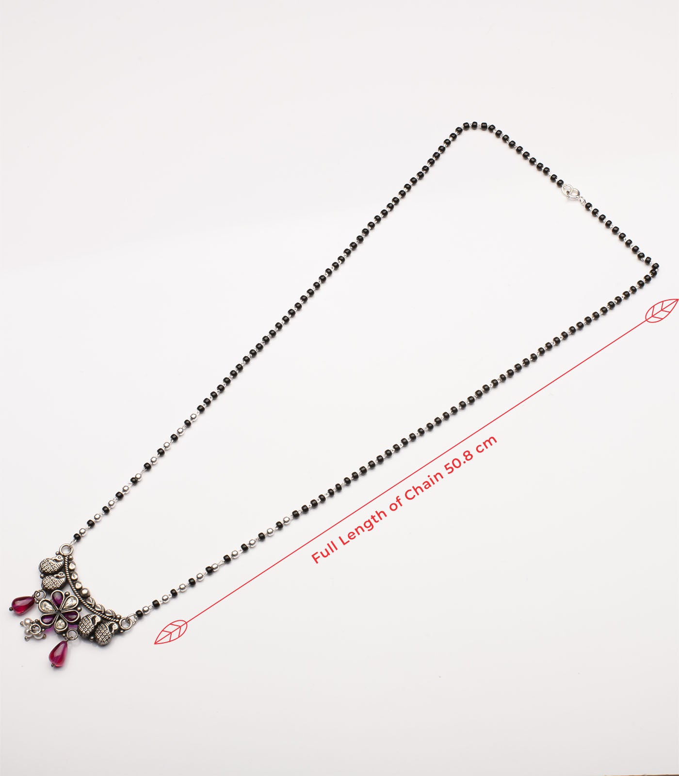 Purple Stone Floral Antique Mangalsutra Set (Silver)