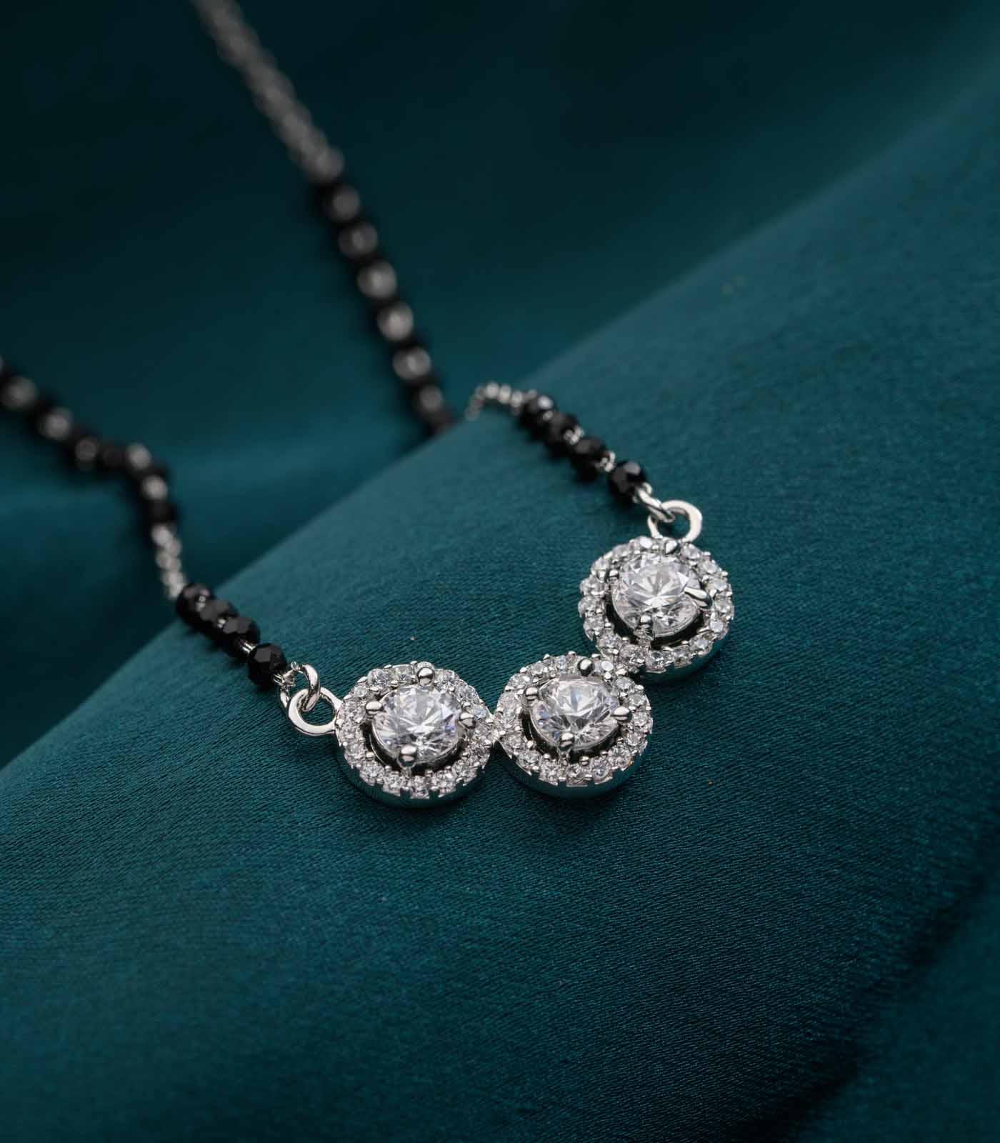 Classic Three Stone Mangalsutra (Silver)
