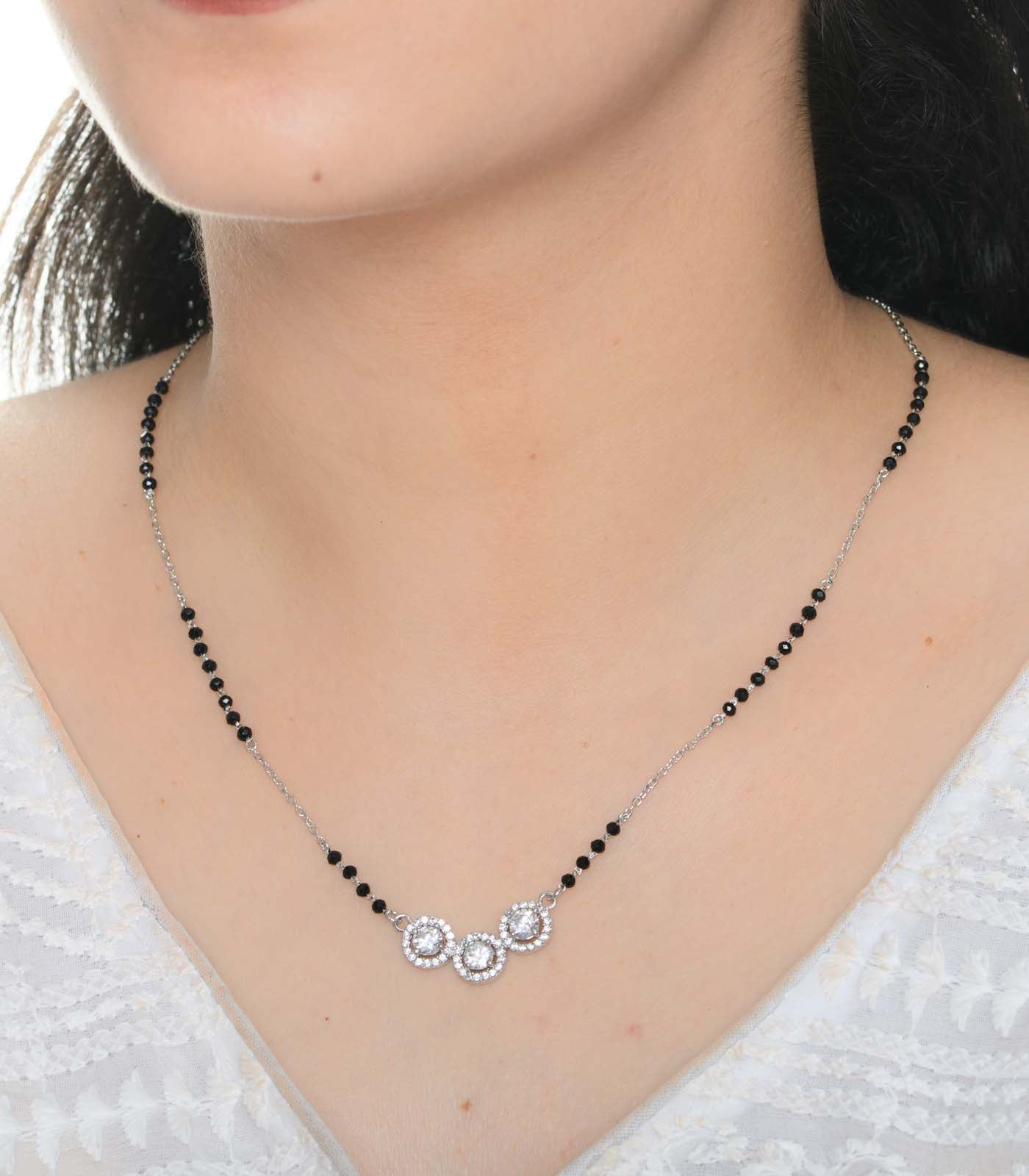 Classic Three Stone Mangalsutra (Silver)