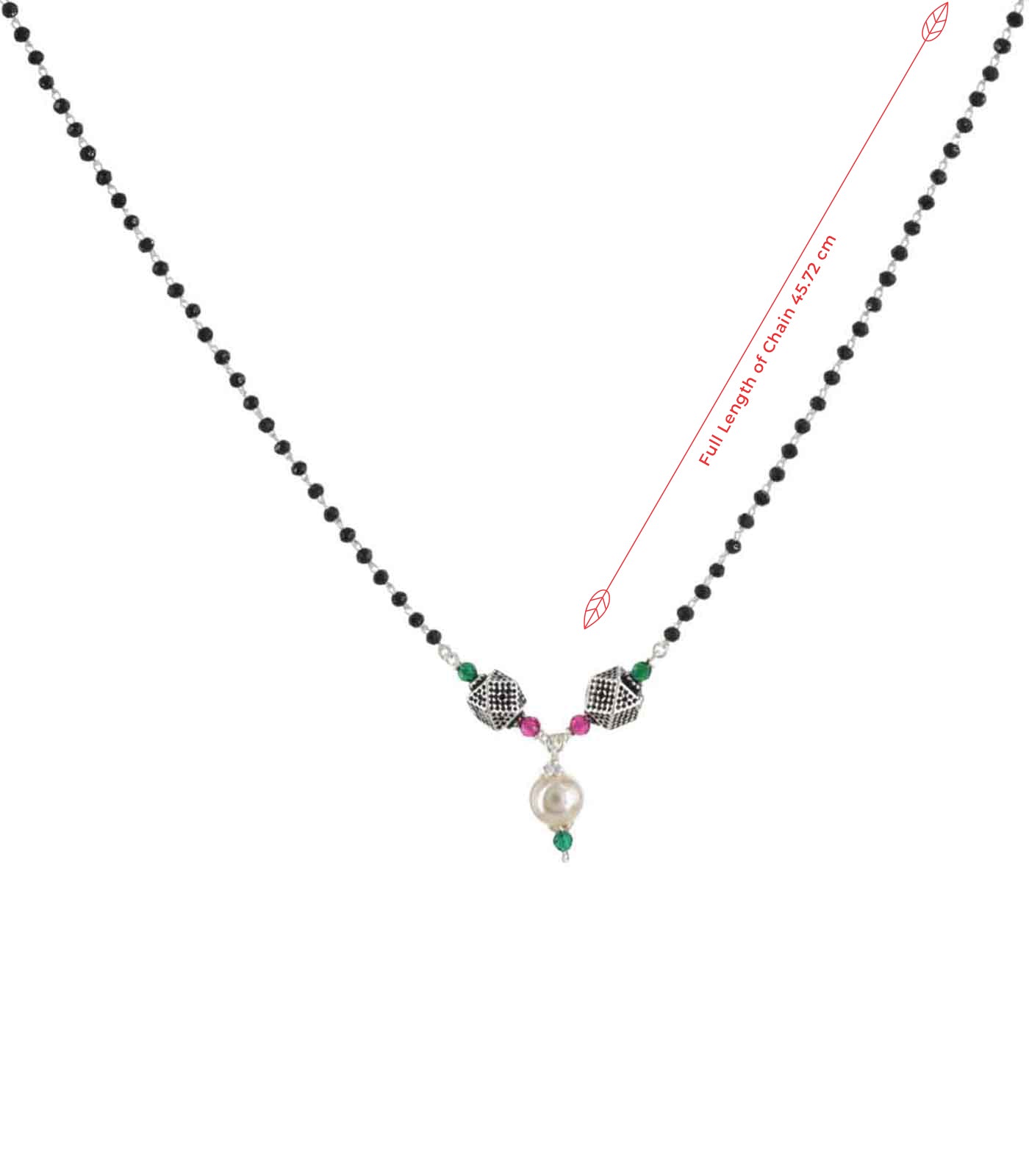 Dual Geometric Orb Pearl Mangalsutra (Silver)