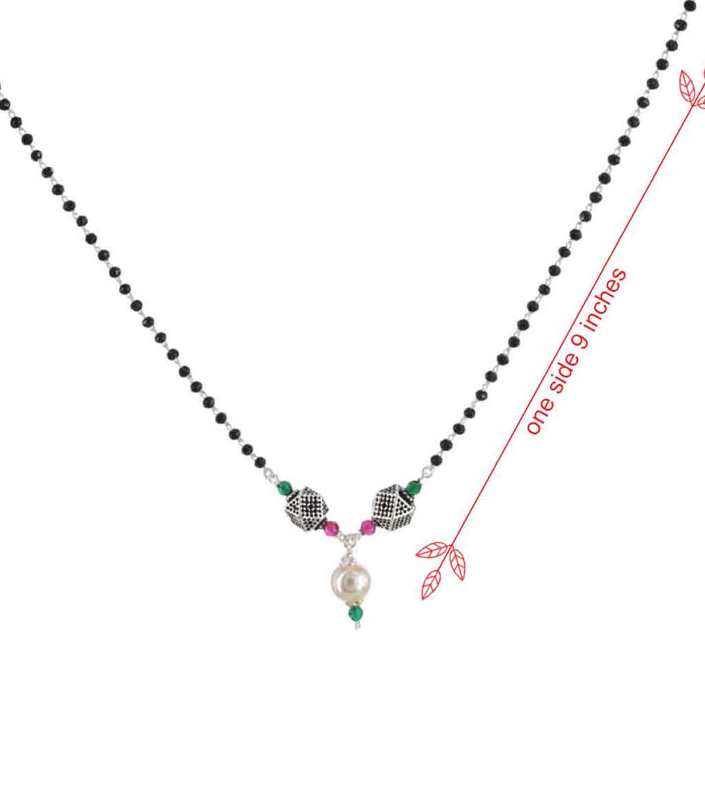 Dual Geometric Orb Pearl Mangalsutra (Silver)