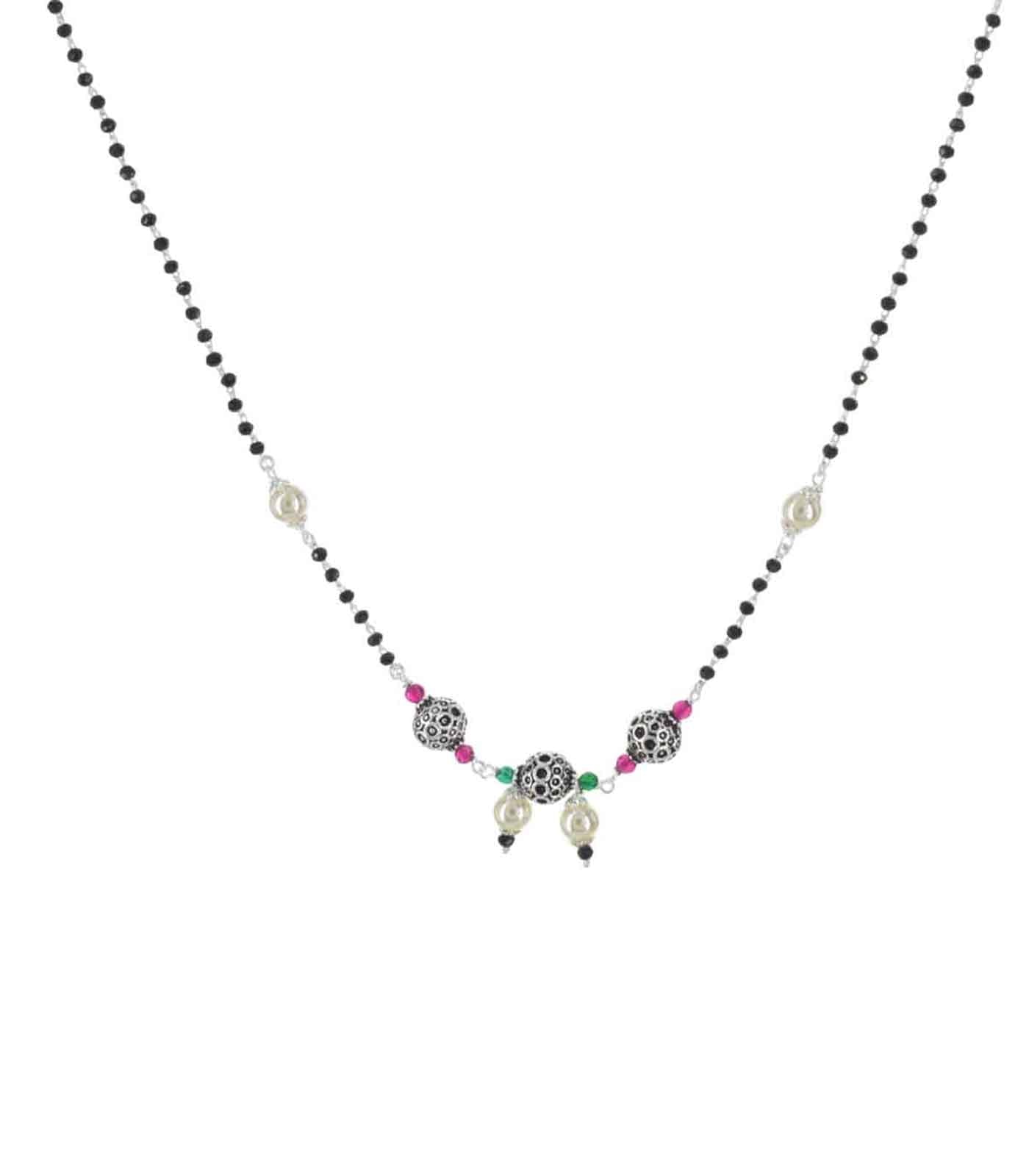 Triple Orb Pearl Mangalsutra (Silver)
