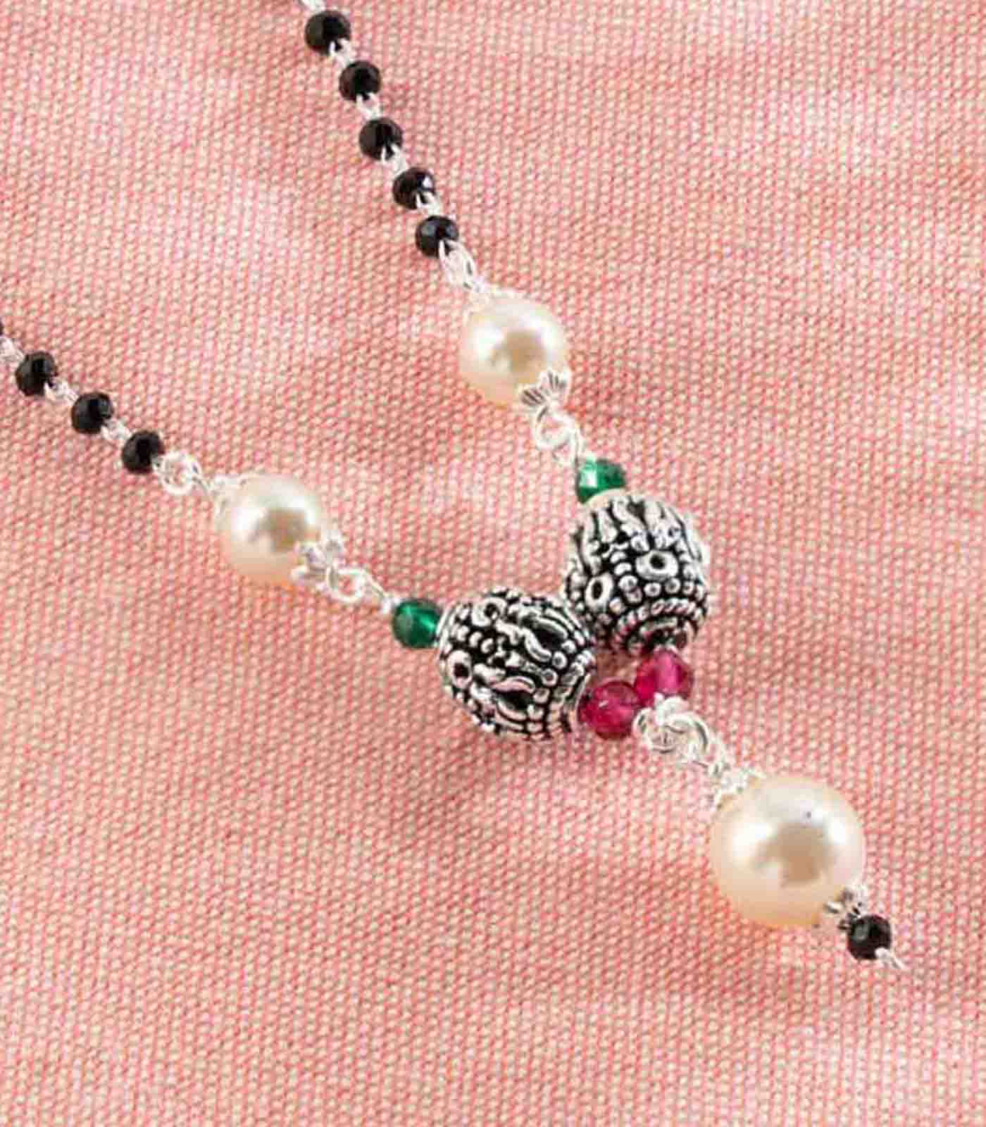 Dual Orb Pearl Mangalsutra (Silver)