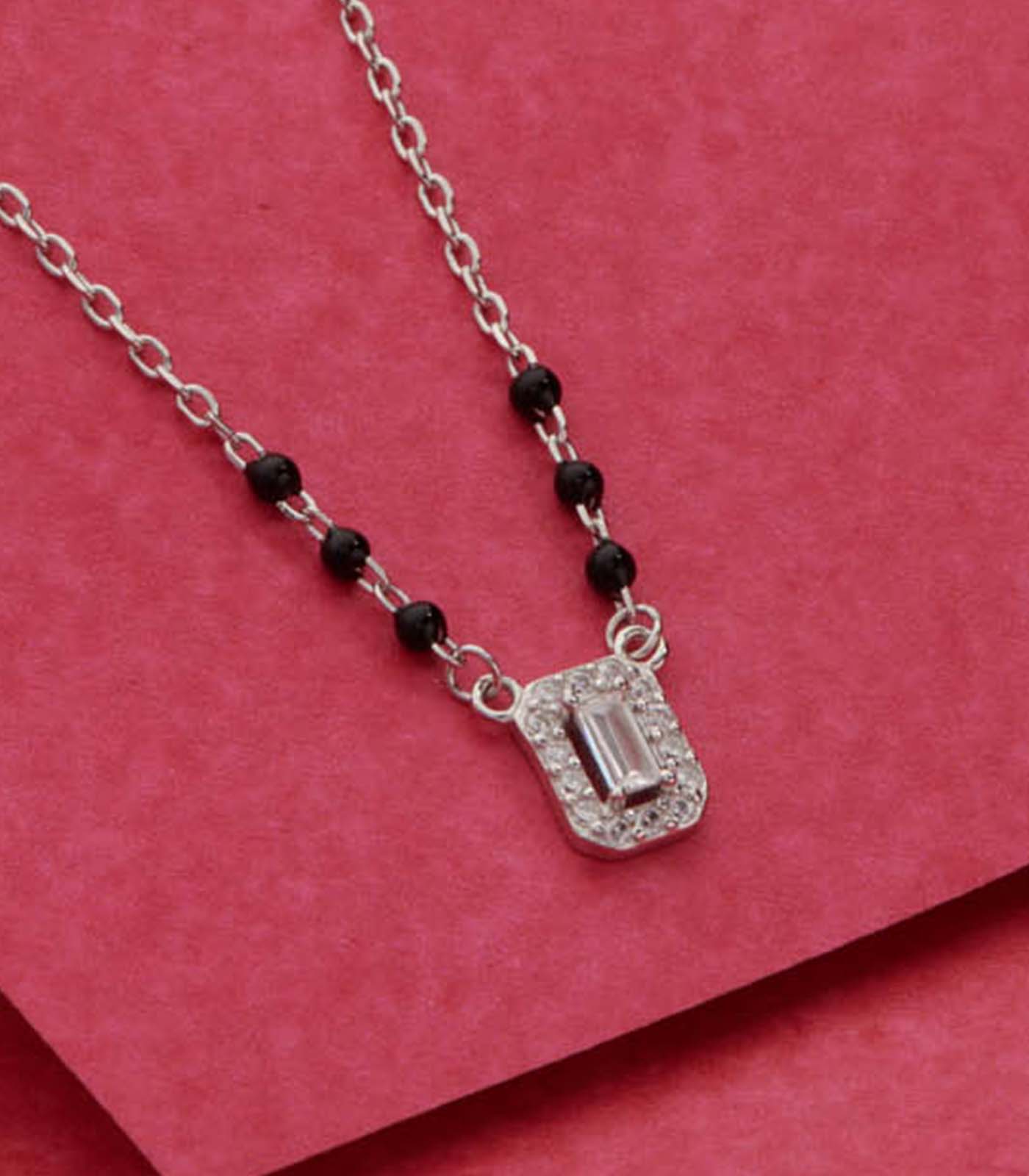 Rectangular Stone Mangalsutra Set (Silver)