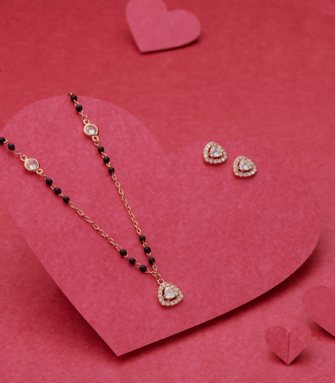 Triangular Rose Gold Mangalsutra Set (Silver)