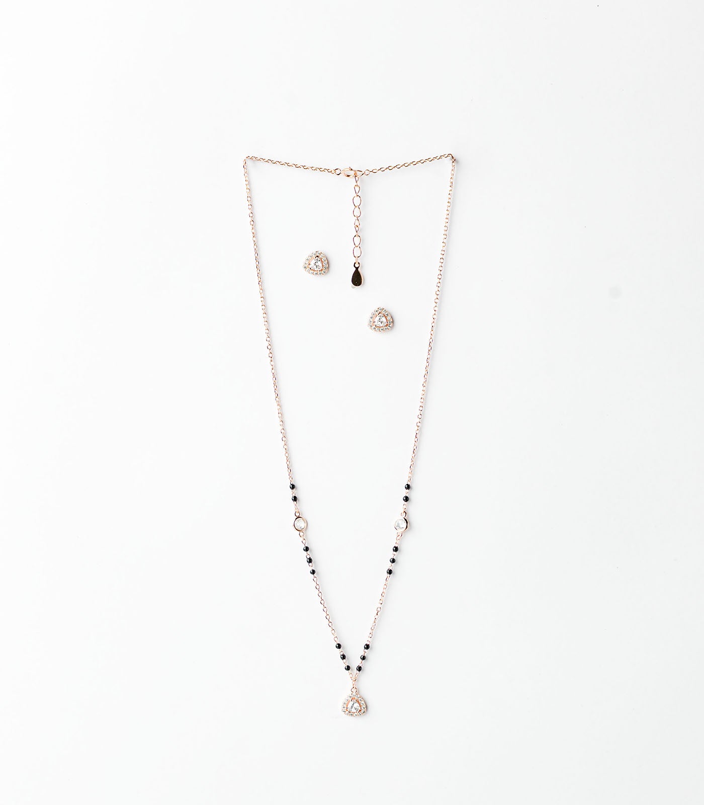 Triangular Rose Gold Mangalsutra Set (Silver)