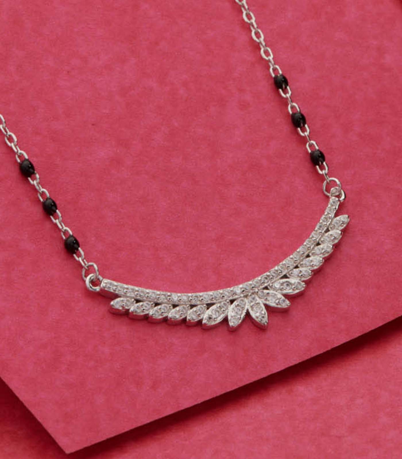 Stone Curve Mangalsutra Set (Silver)