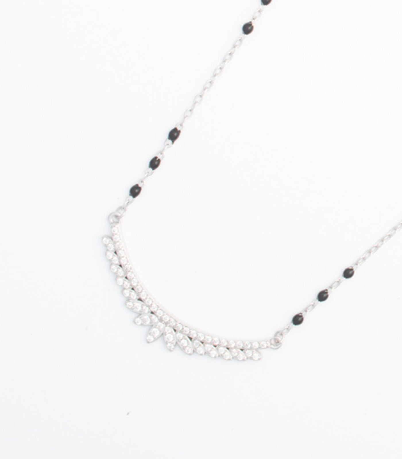 Stone Curve Mangalsutra Set (Silver)