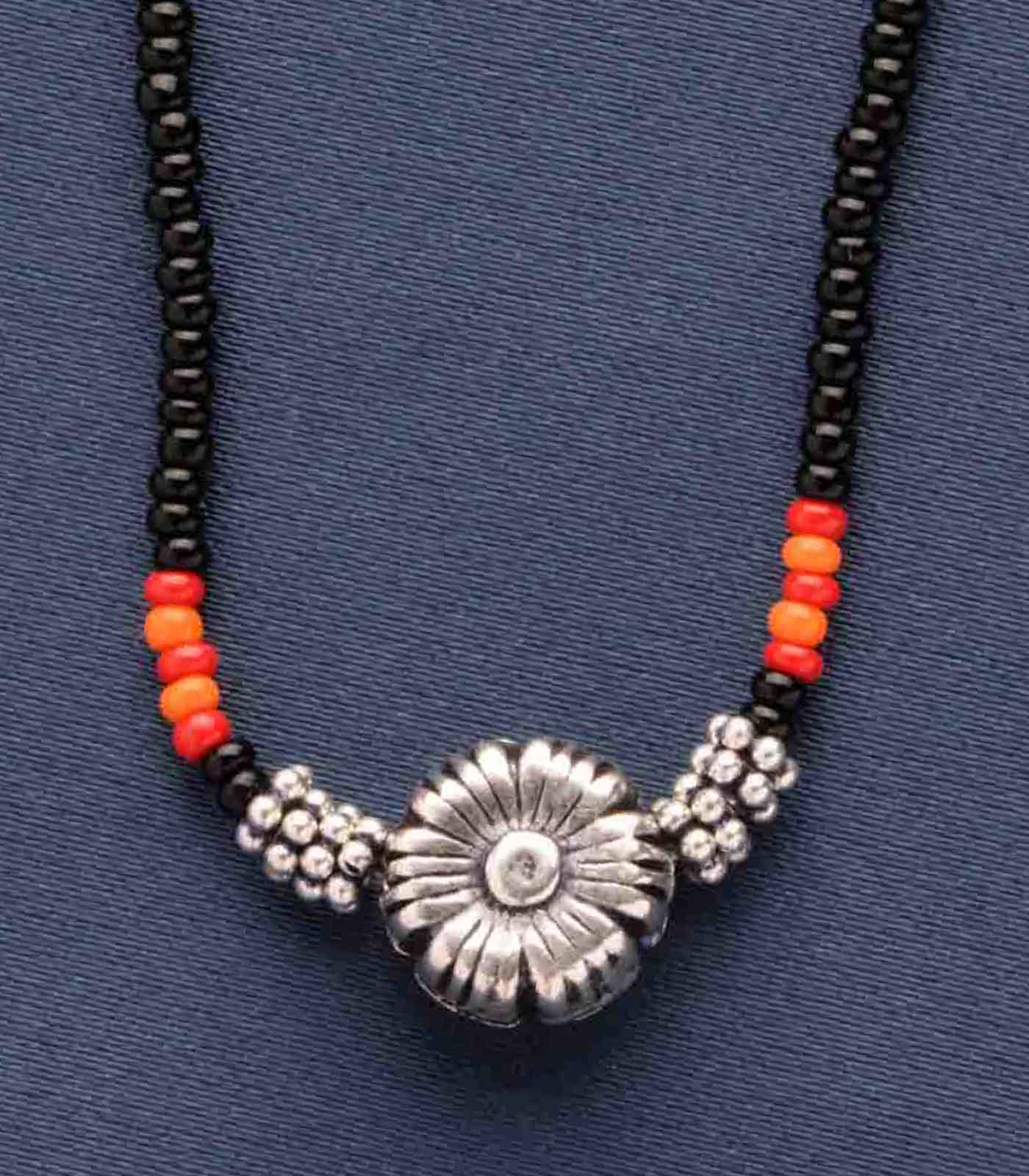 Silver Floral Antique Mangalsutra