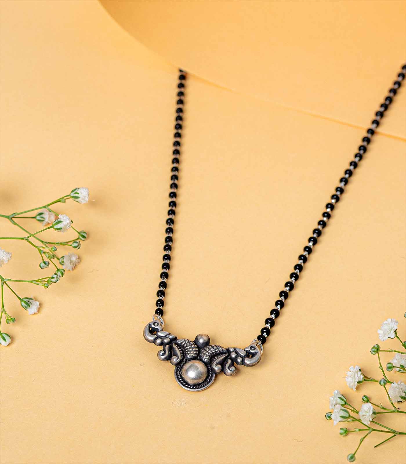 Peacock Motif Antique Mangalsutra (Silver)