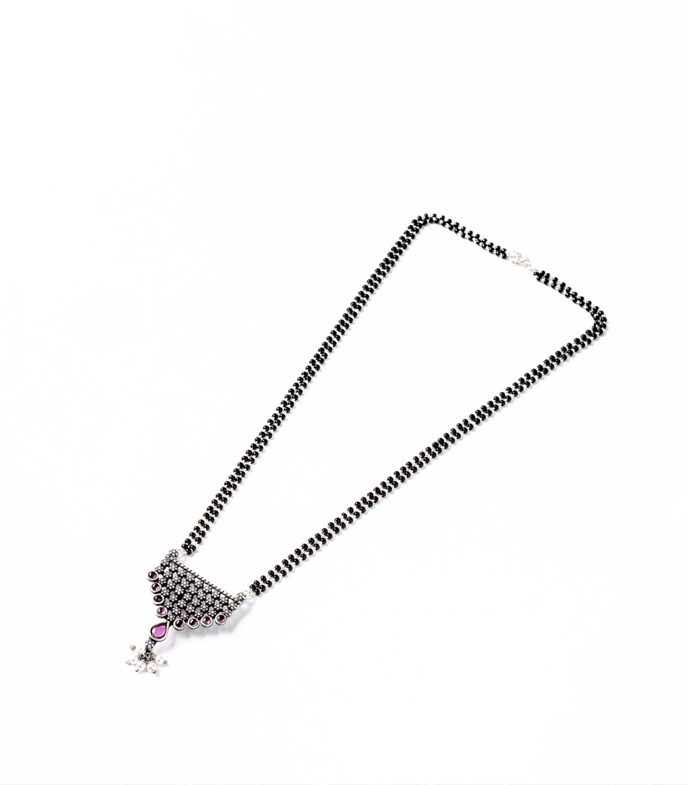 Traditional Stone & Pearl Antique Mangalsutra (Silver)