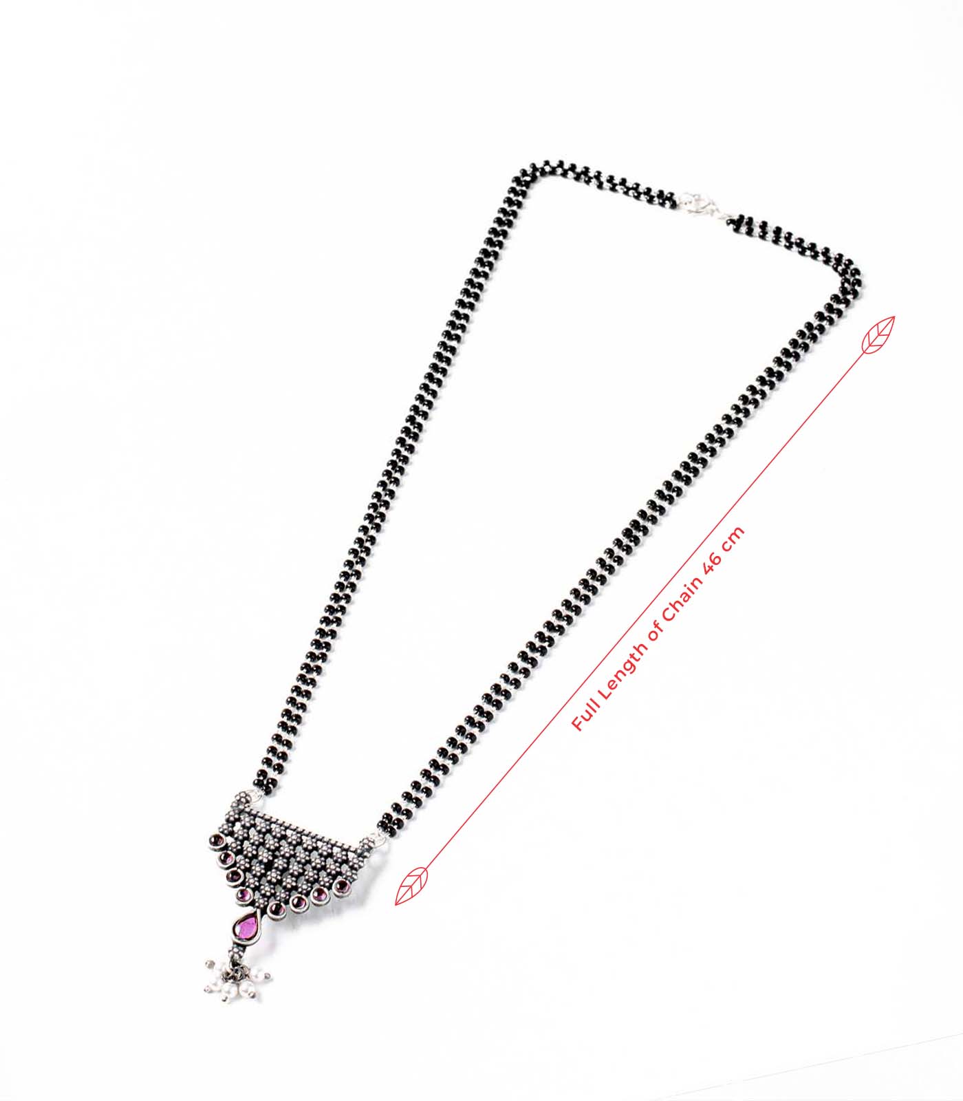 Traditional Stone & Pearl Antique Mangalsutra (Silver)