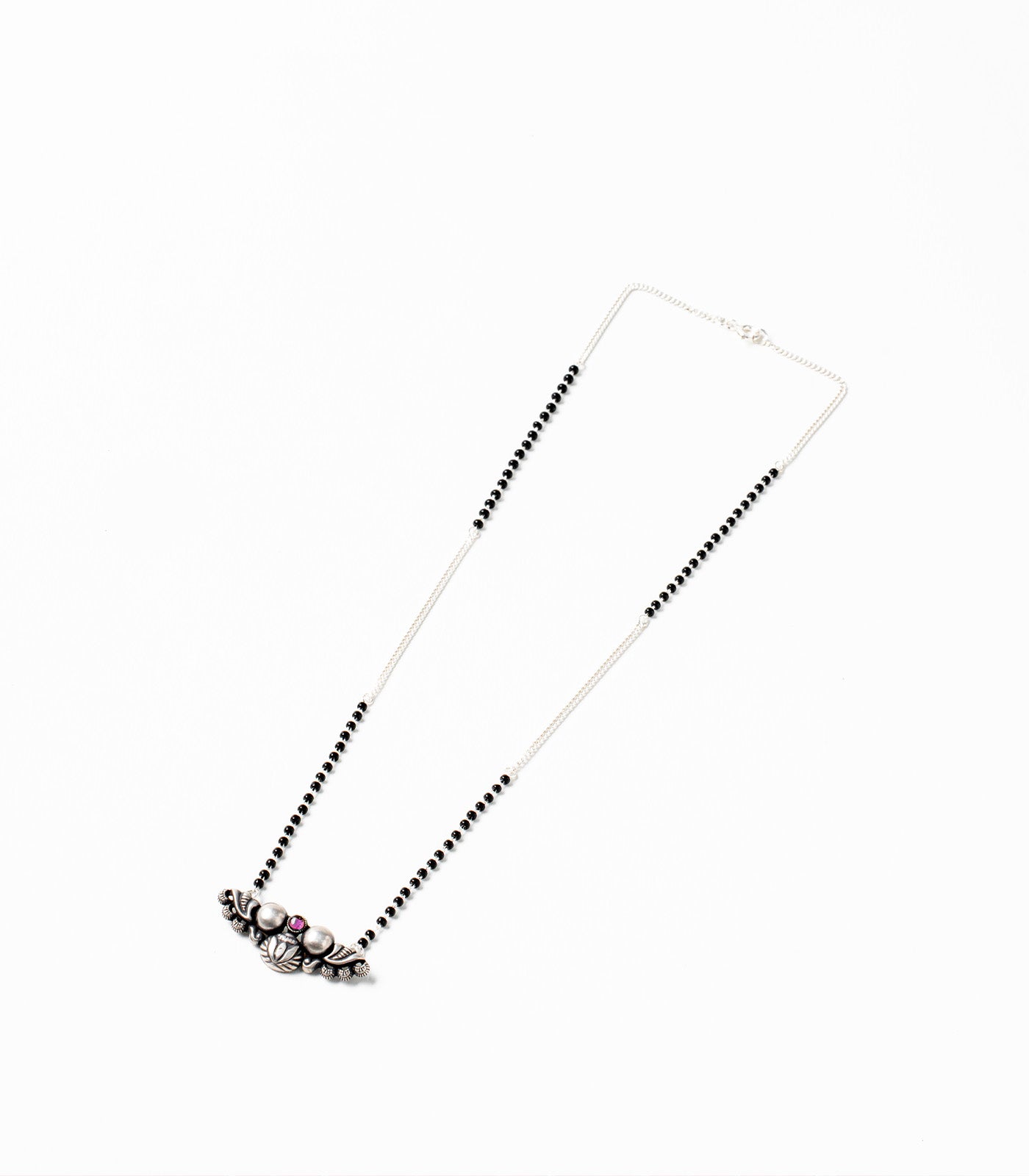 Traditional Stone with Dual Orb Antique Mangalsutra (Silver)