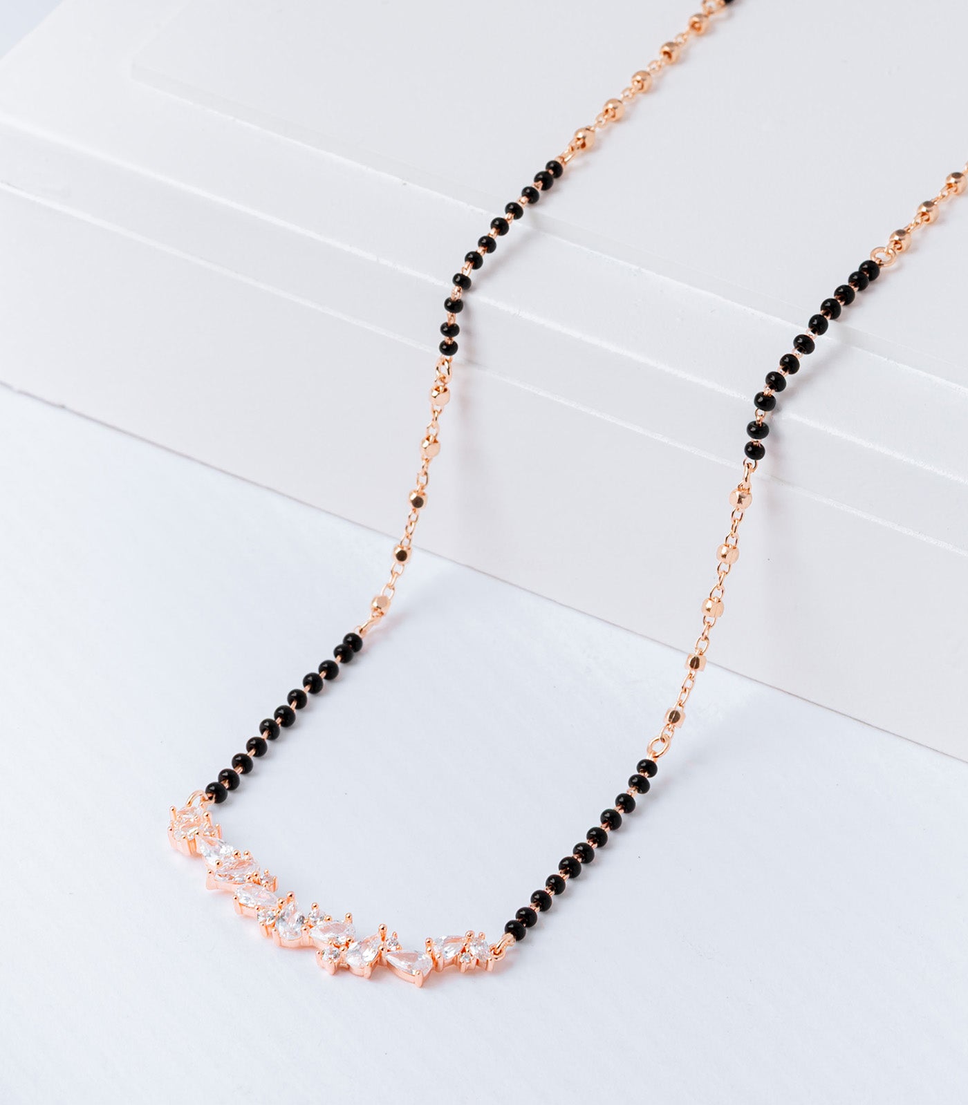 Rose Gold Crystal Stream Mangalsutra (Silver)
