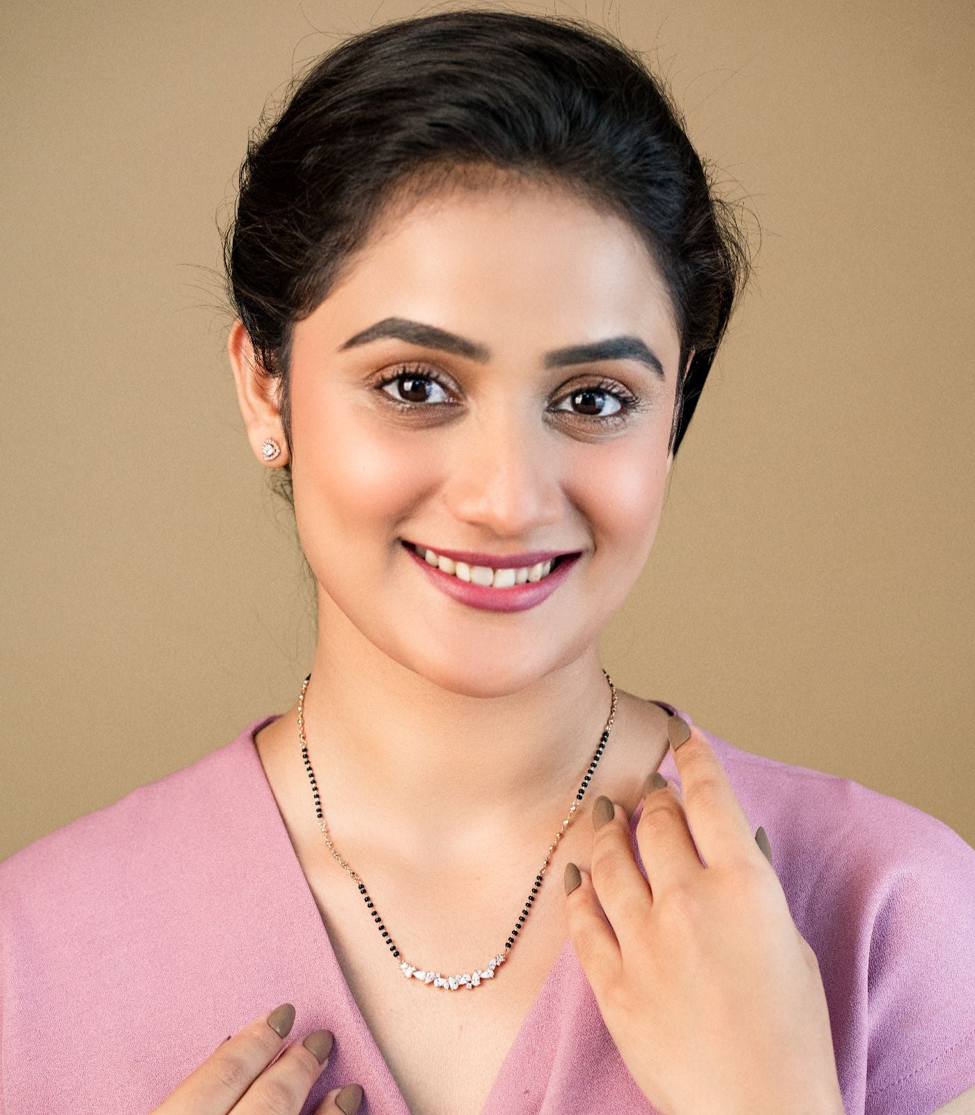 Rose Gold Crystal Stream Mangalsutra (Silver)