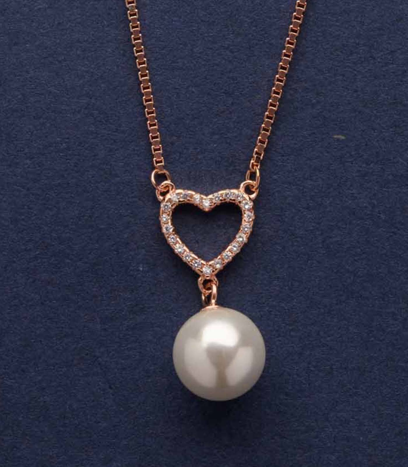 Dazzling Heart Pearl Necklace (Silver)