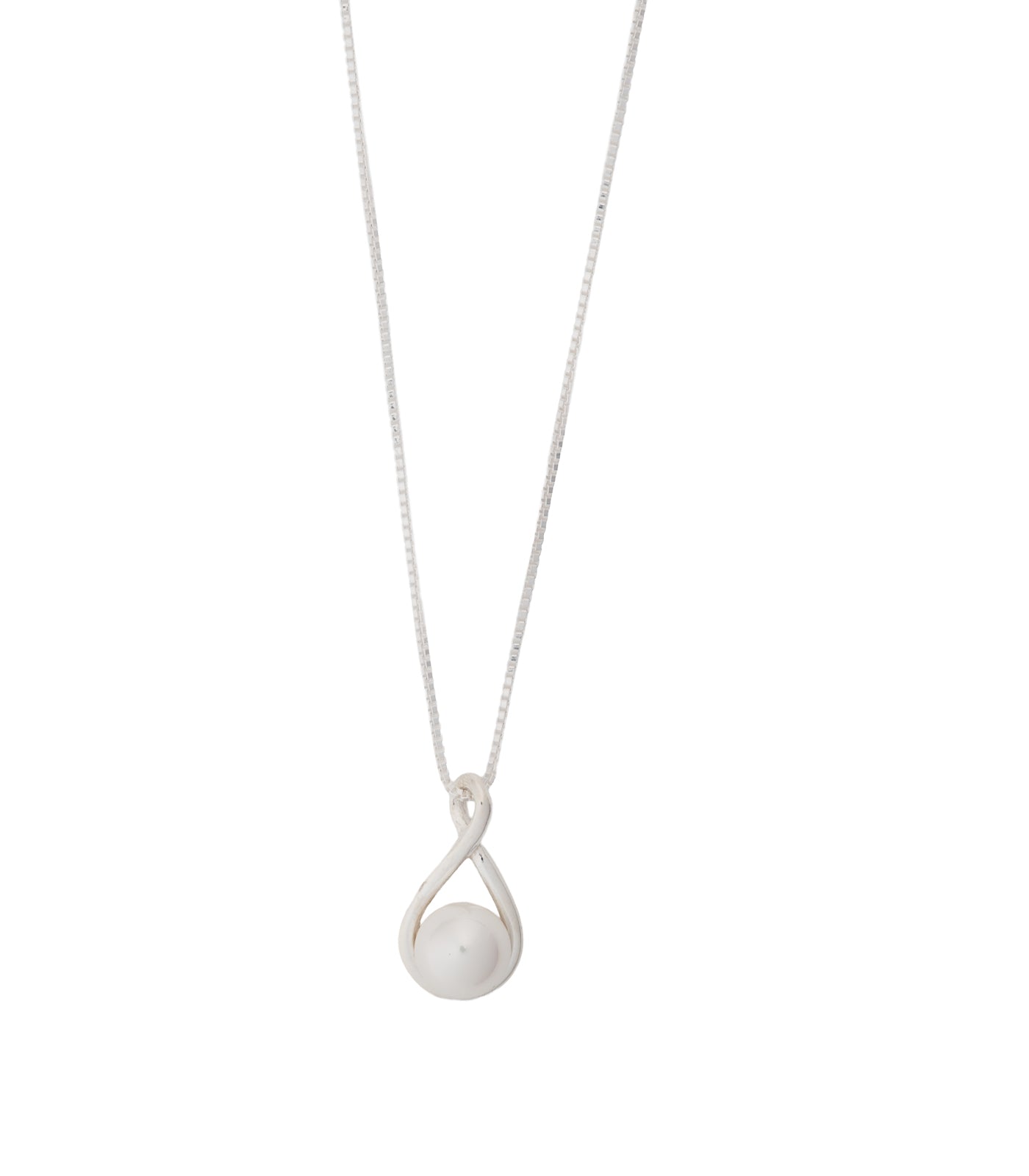 Infinity Pearl Necklace (Silver)