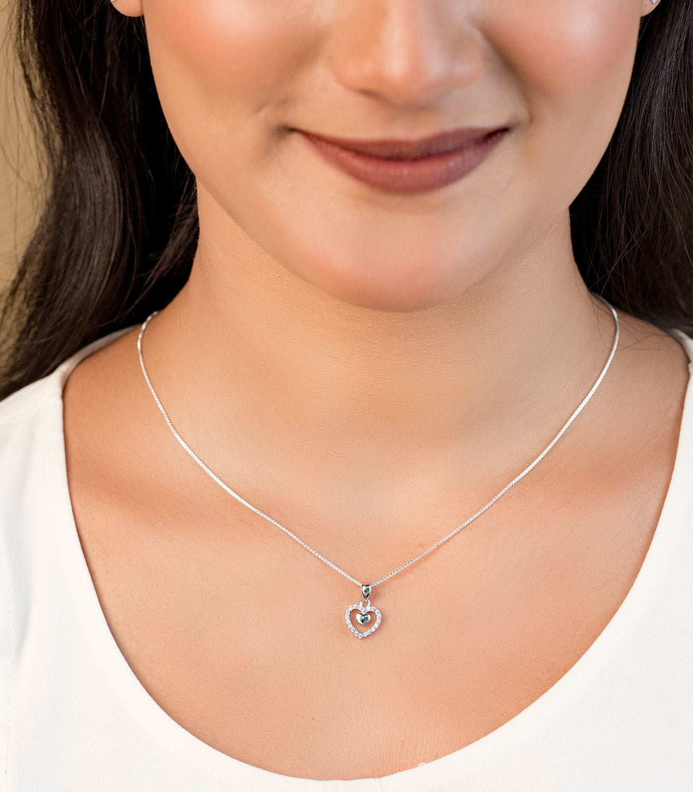 Heart Shaped Necklace (Silver)