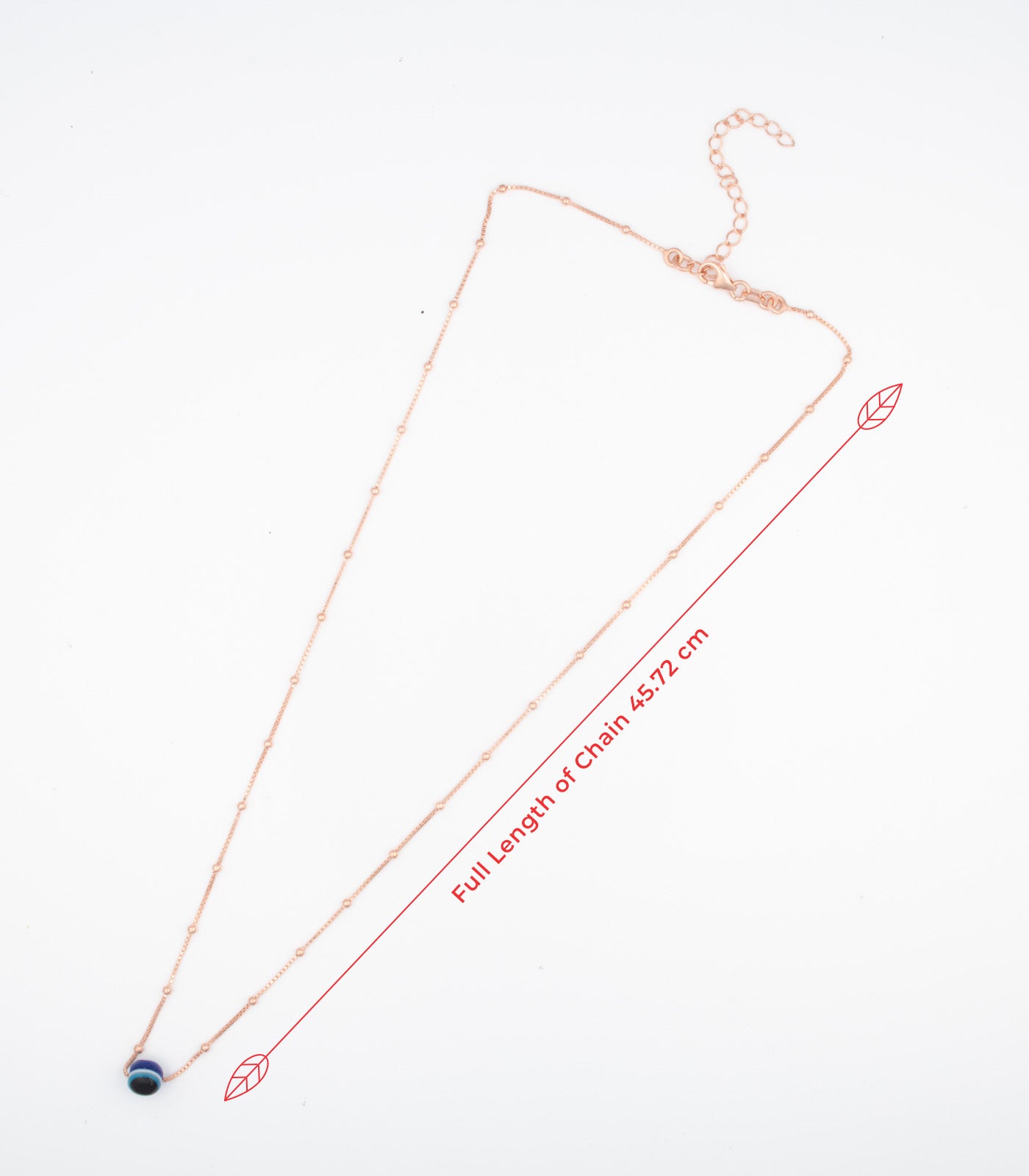 Rose Gold Blue Bead Necklace (Silver)