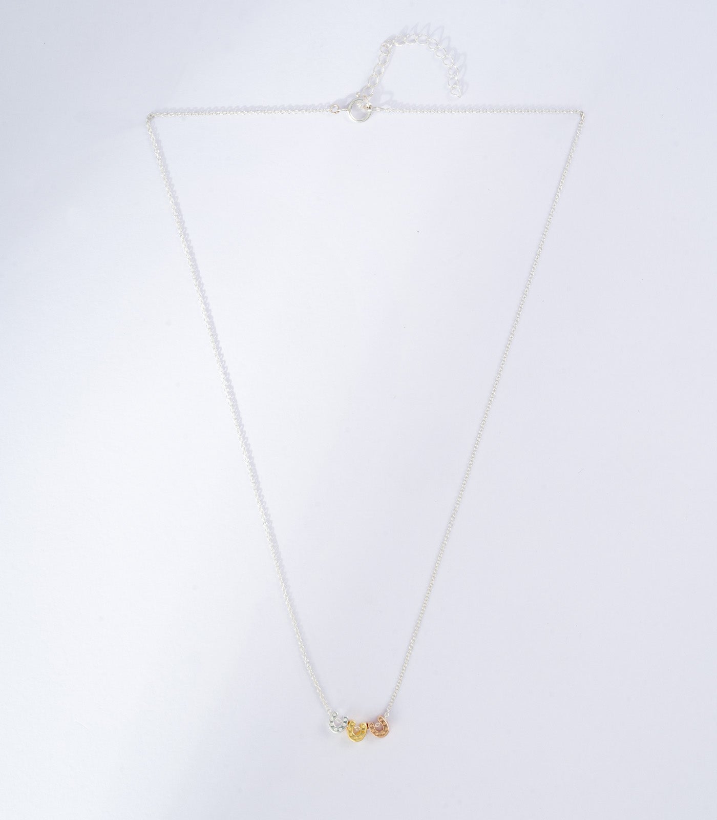 Multicoloured Horse Shoes Silver Necklace