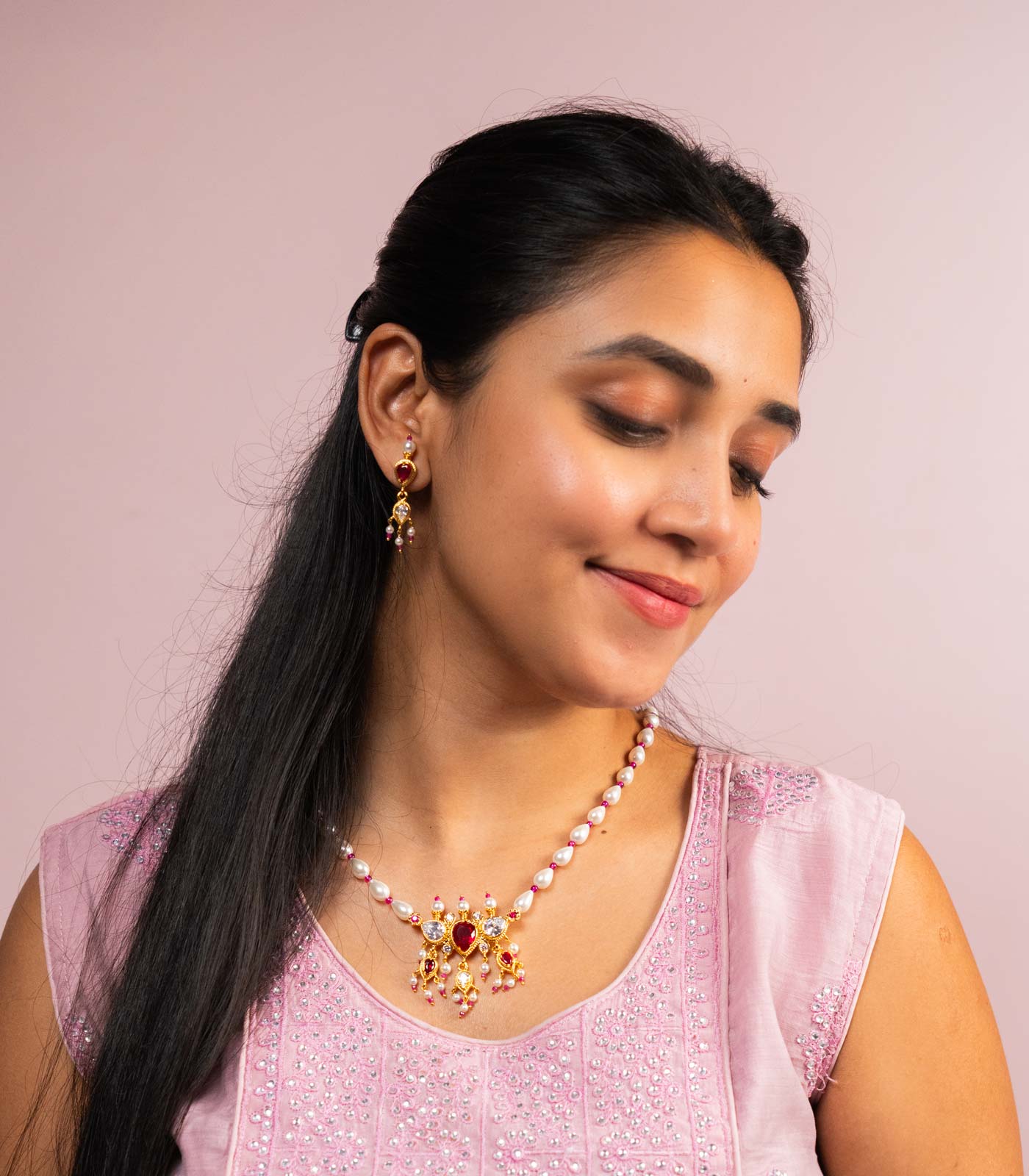 Silver Single Moti Mala Tanmani SET