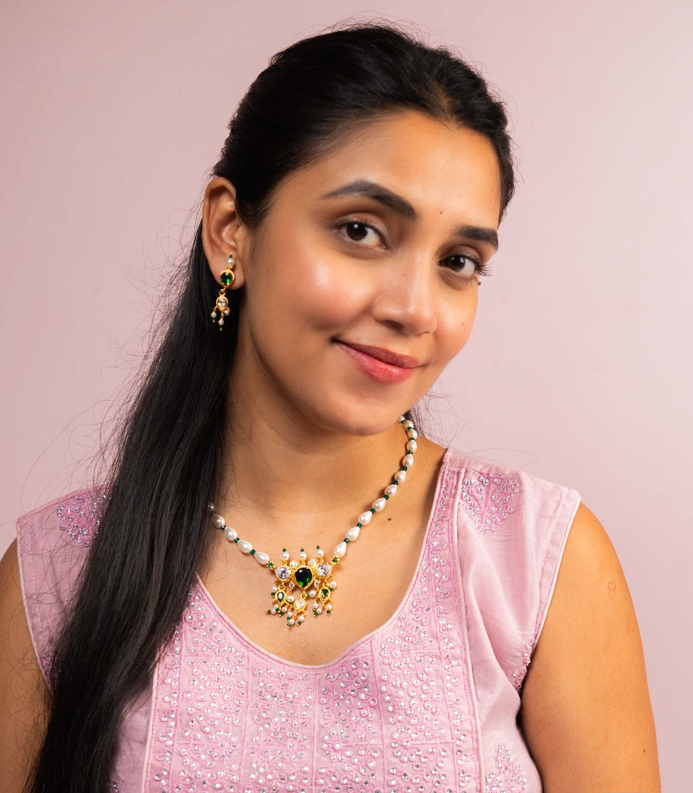 Silver Single Moti Mala Tanmani SET