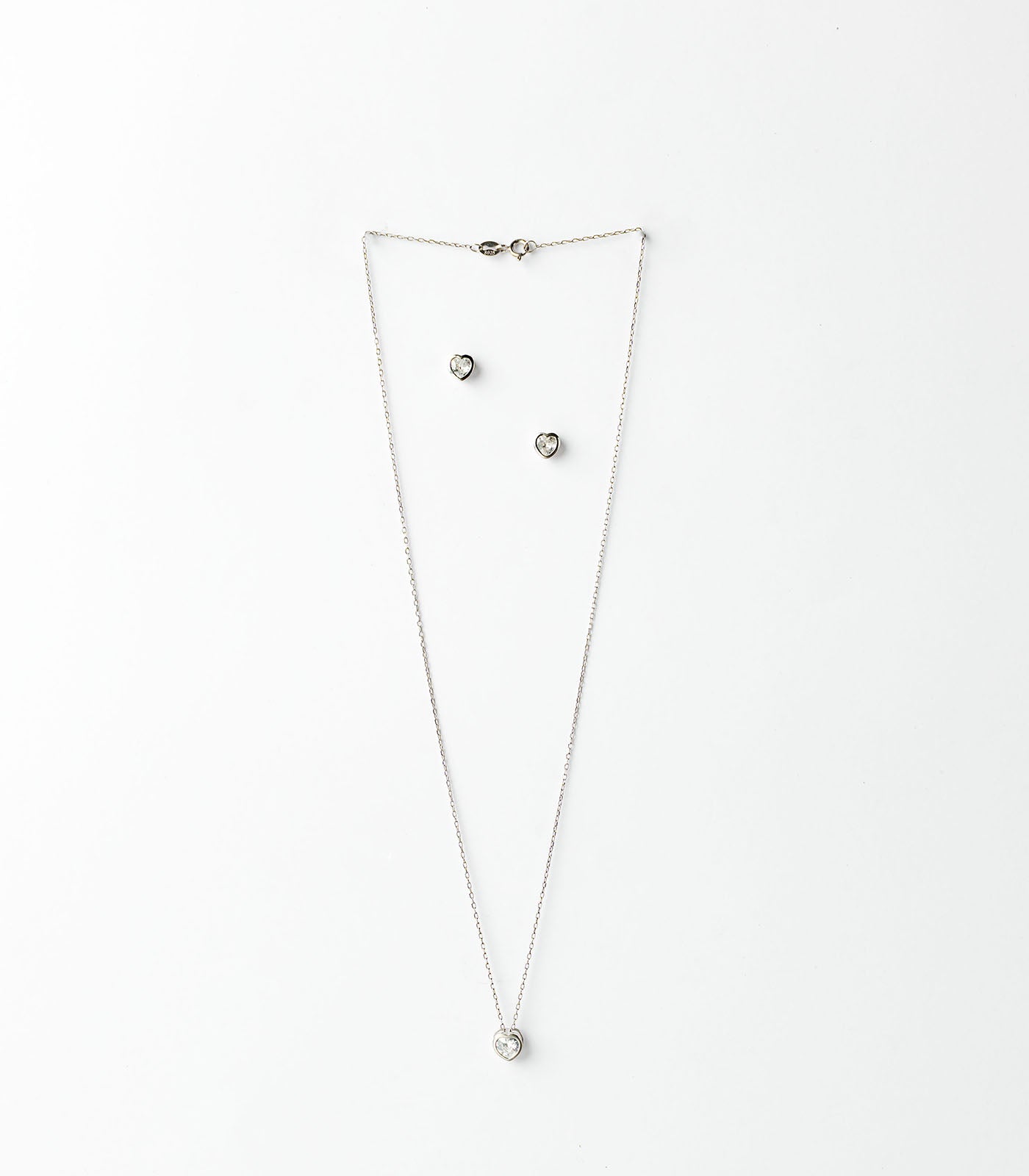 Shining Heart Necklace Set (Silver)