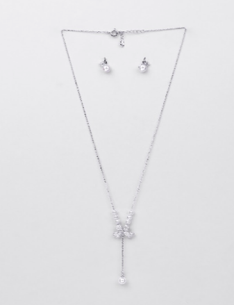 Pearl Grace Necklace Set (Silver)