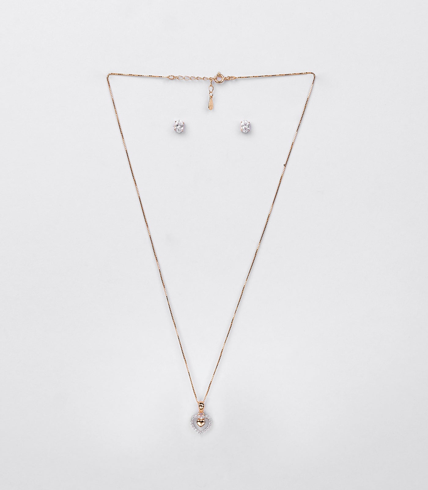 Crystal Heart Necklace Set (Silver)
