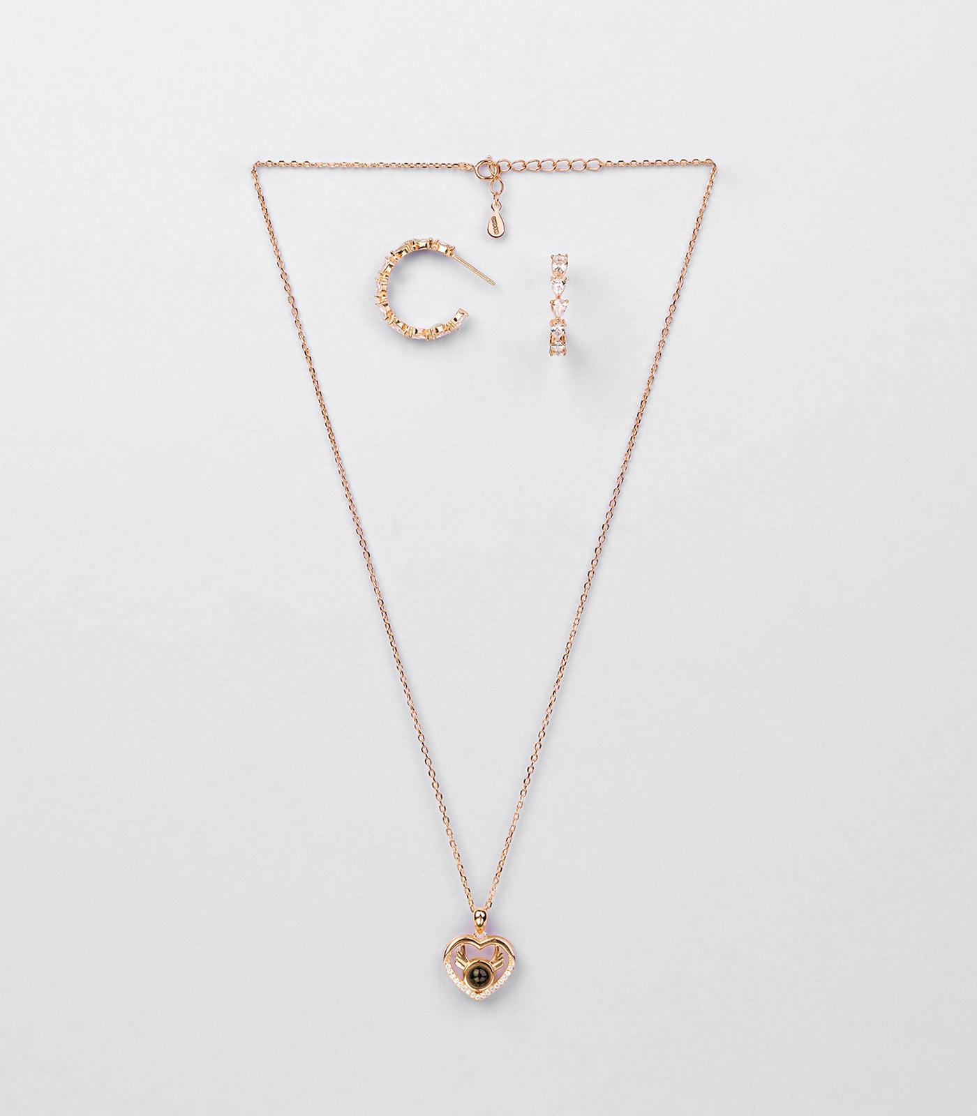 Graceful Heart Necklace Set (Silver)