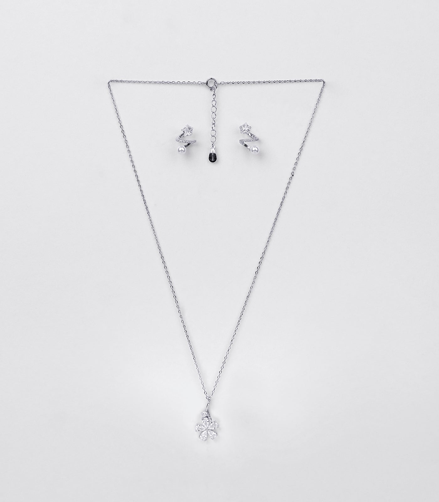Pearl Bloom Necklace Set (Silver)