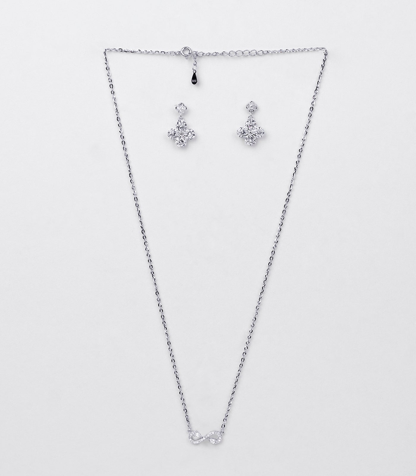 Floral Infinity Necklace Set (Silver)