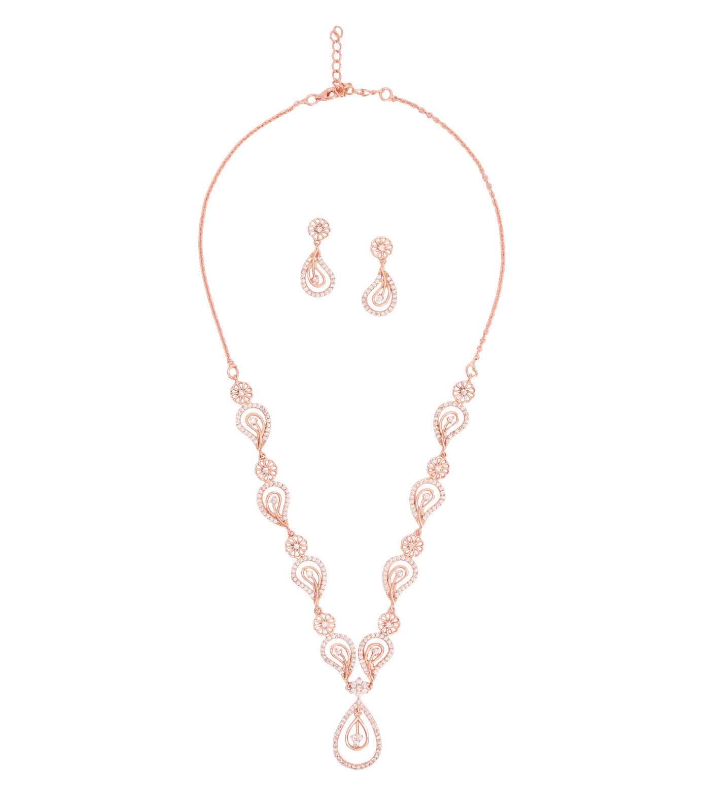 Sparkling Bloom Necklace Set (Silver)