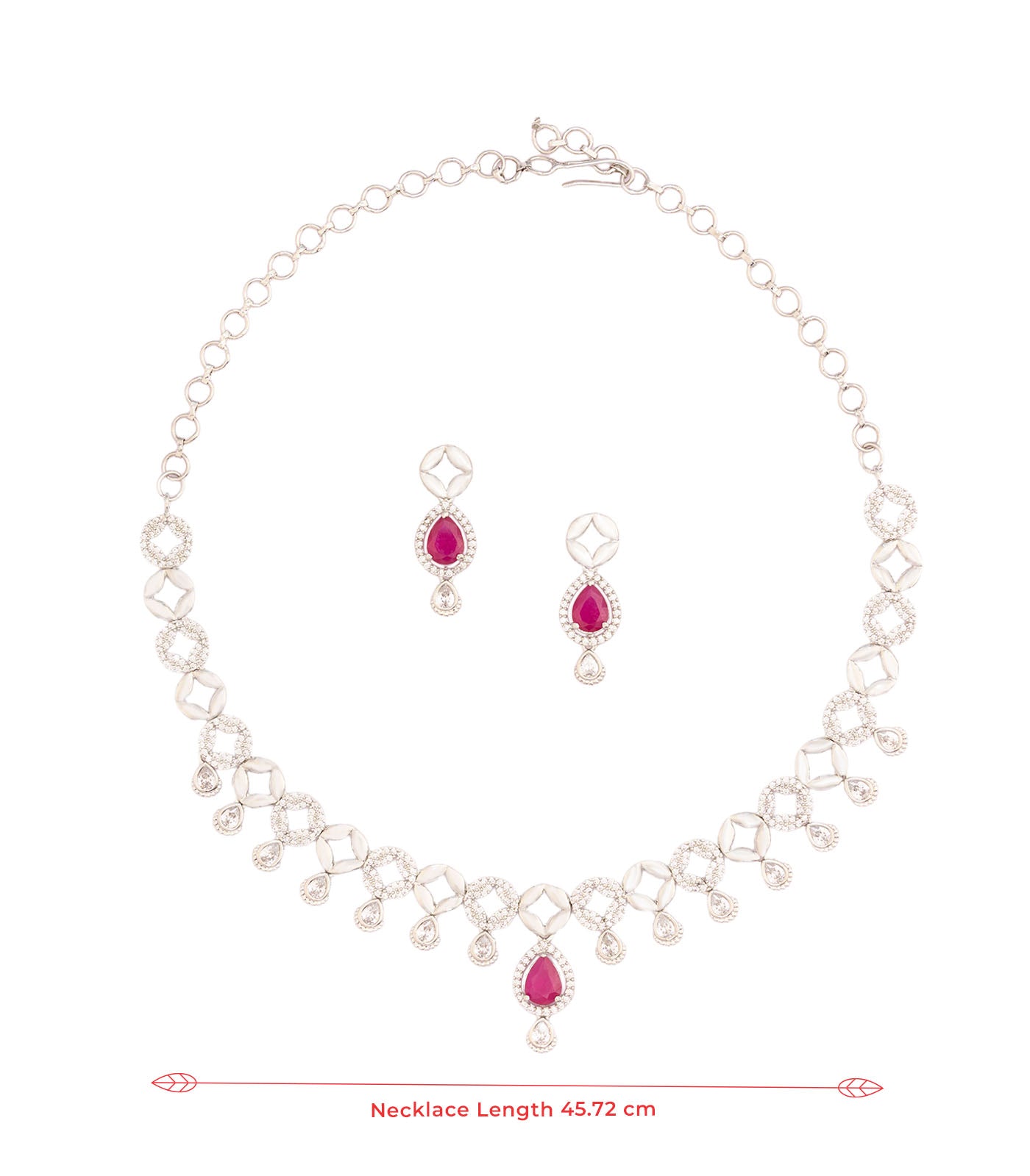Pink Stone Twilight Charm Necklace Set (Silver)