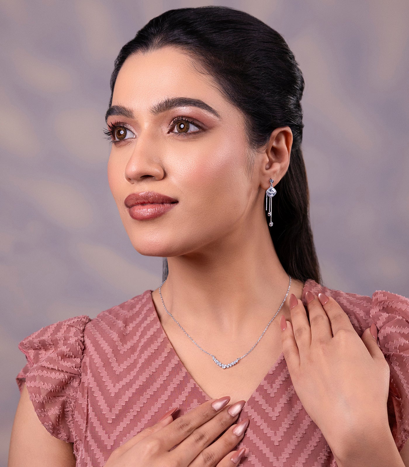 Starlit Grace Necklace Set (Silver)