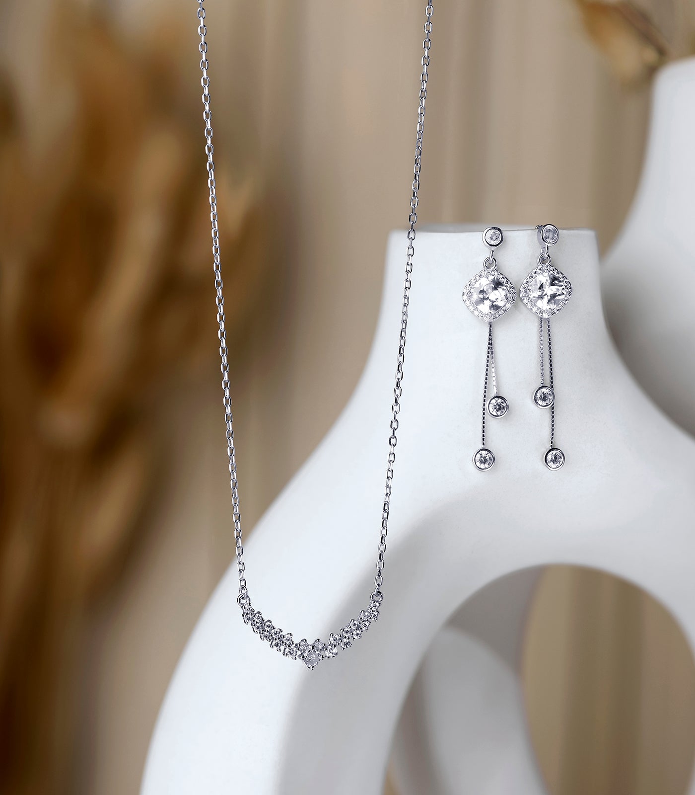 Starlit Grace Necklace Set (Silver)