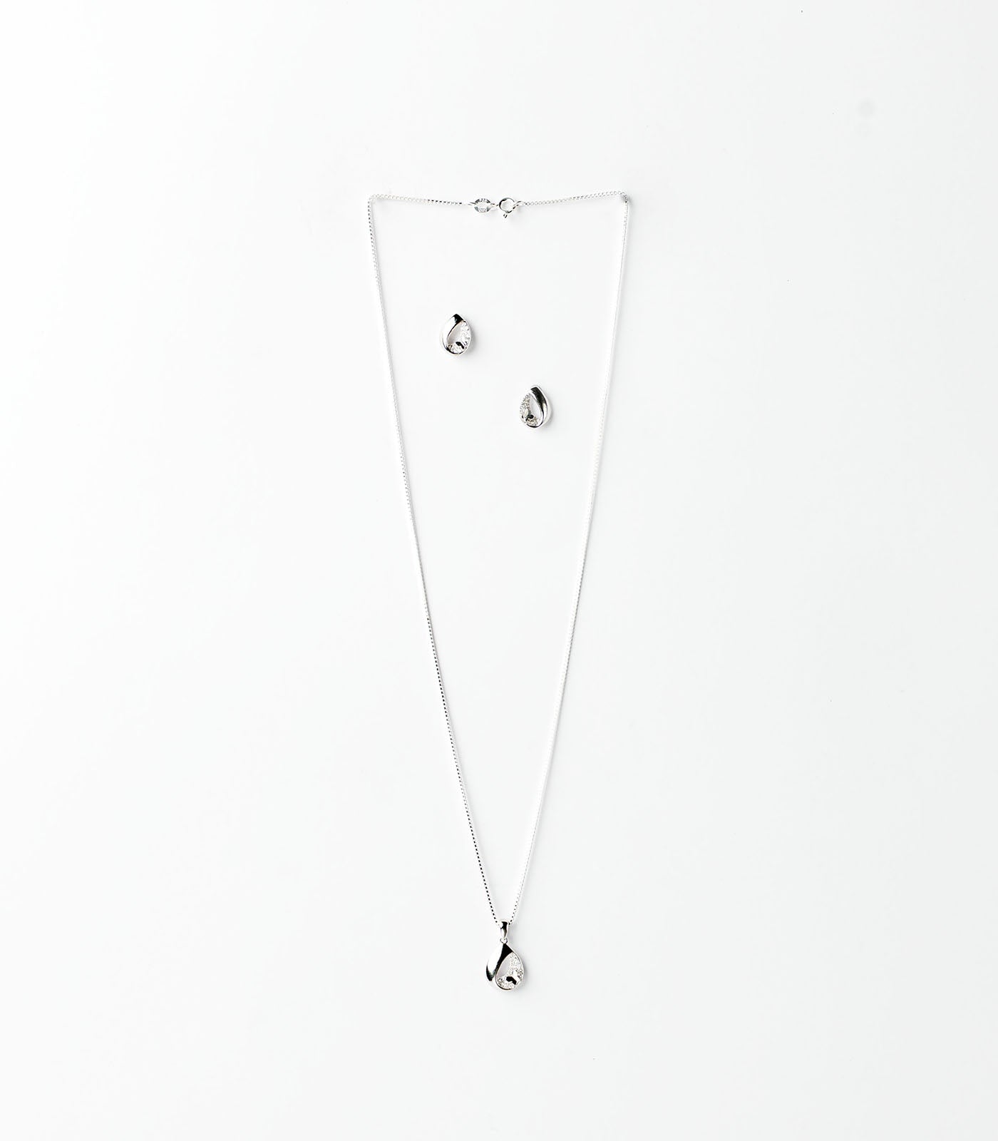 Shining Curv Necklace Set (Silver)