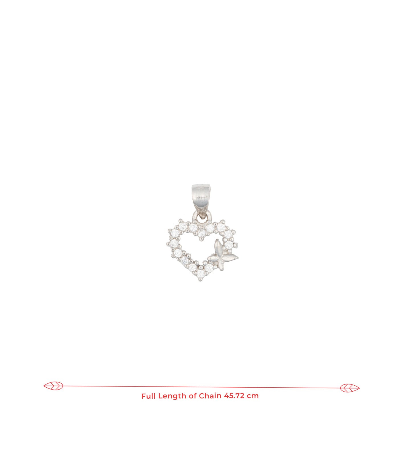 Buttterfly Stone Heart Pendant Set (Silver)