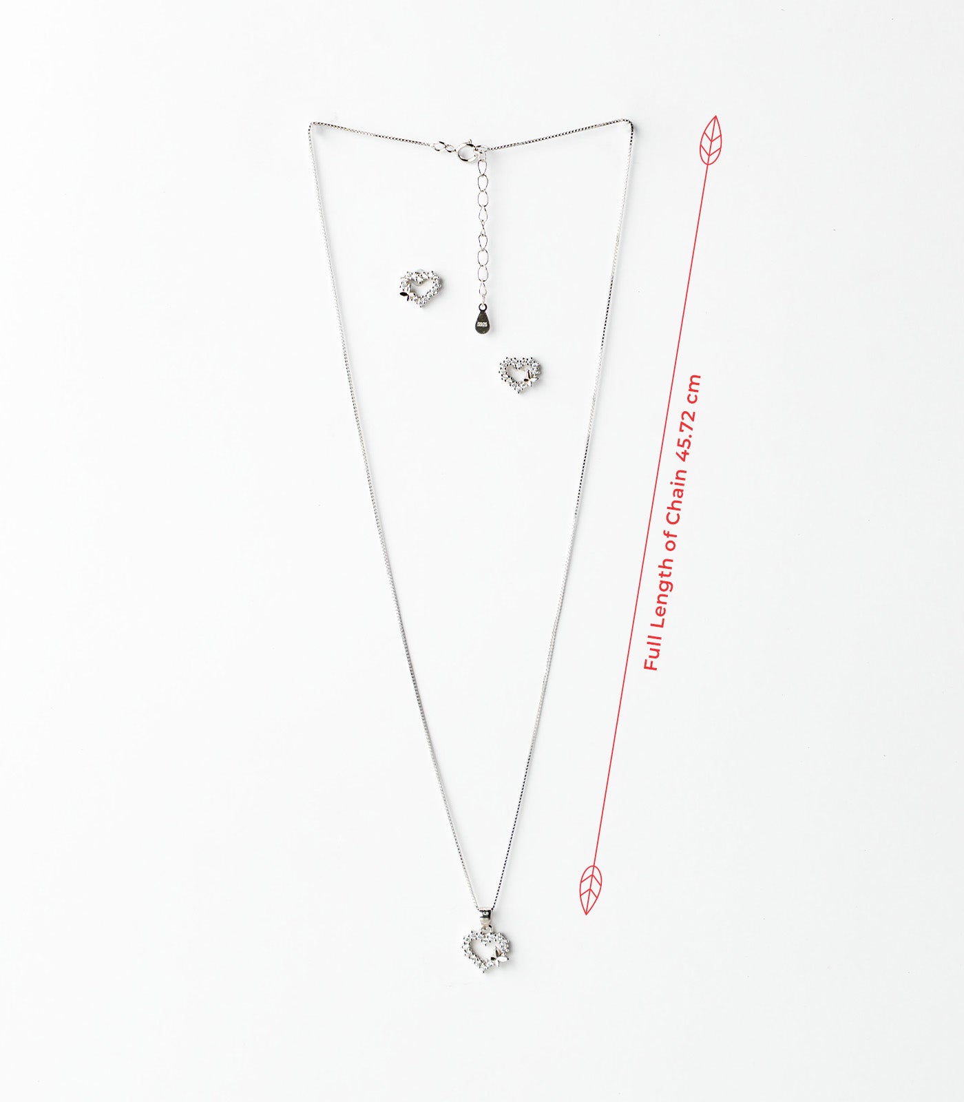 Buttterfly Stone Heart Pendant Set (Silver)