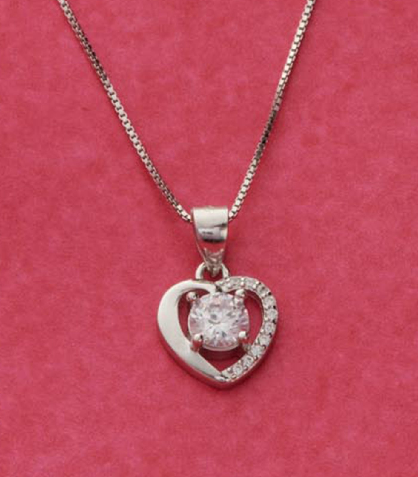 Sphere In A Heart Pendant Set (Silver)