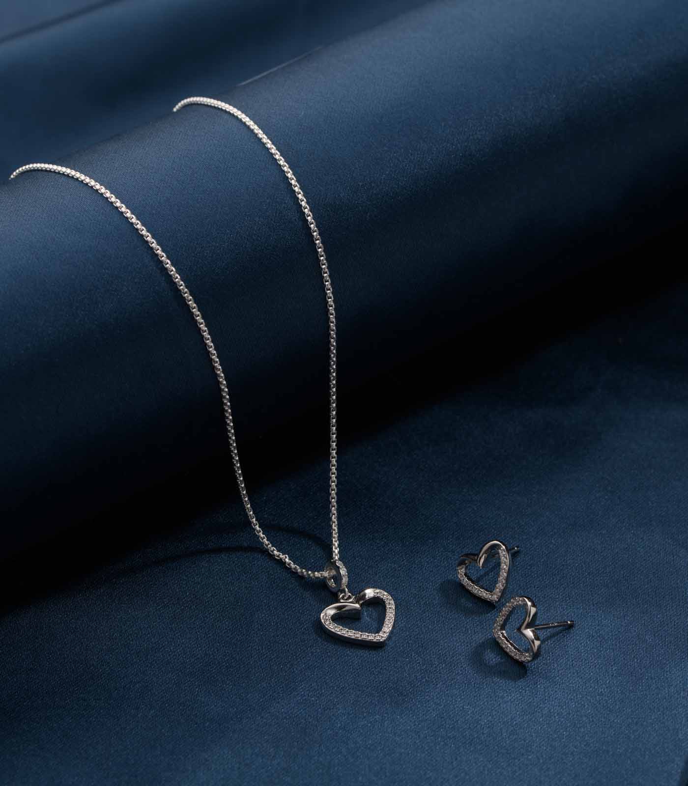 Plano Heart Necklace Set (Silver)