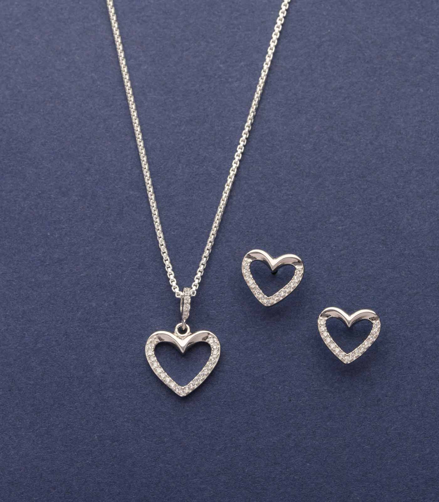 Plano Heart Necklace Set (Silver)