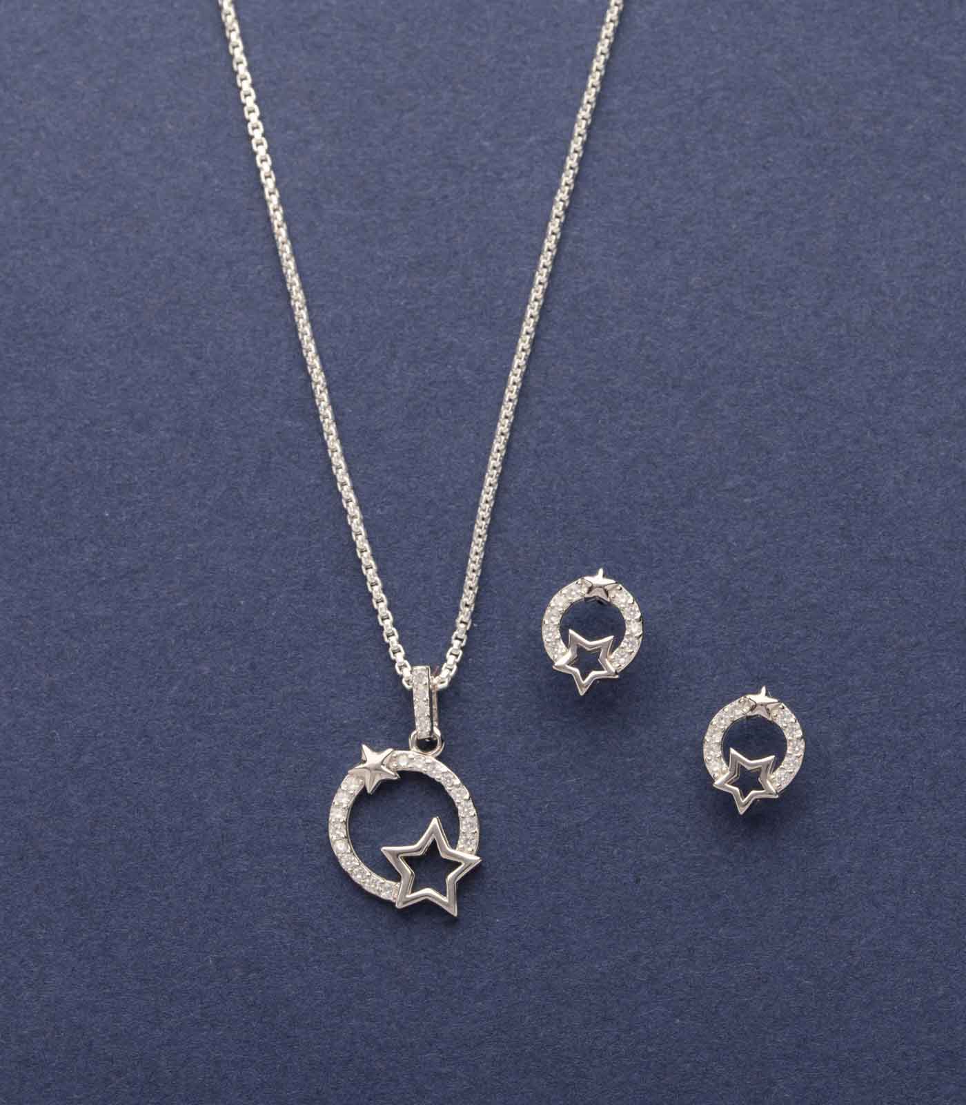 Starry Cerco Necklace Set (Silver)