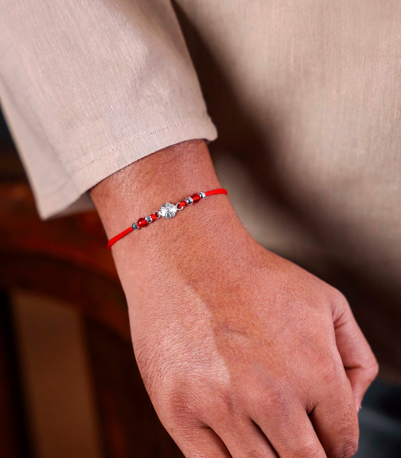 Floral Radiance Silver Rakhi