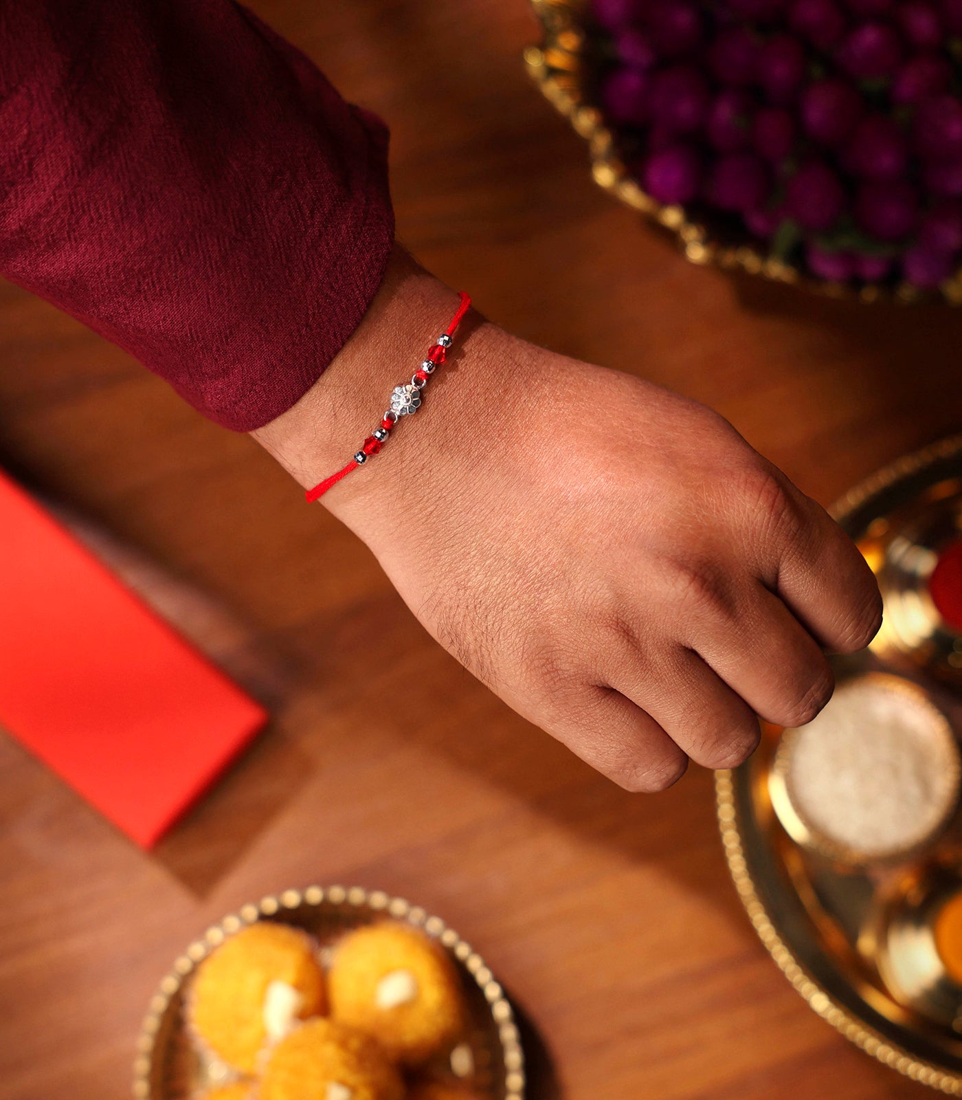 Floral Radiance Silver Rakhi